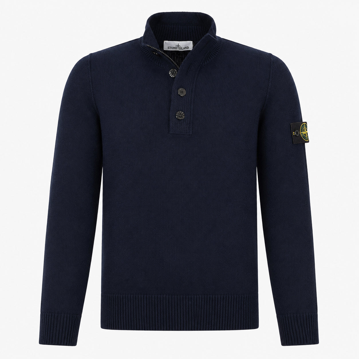 Stone Island Gebreide Trui met Knopenlijst Blauw | Lambswool