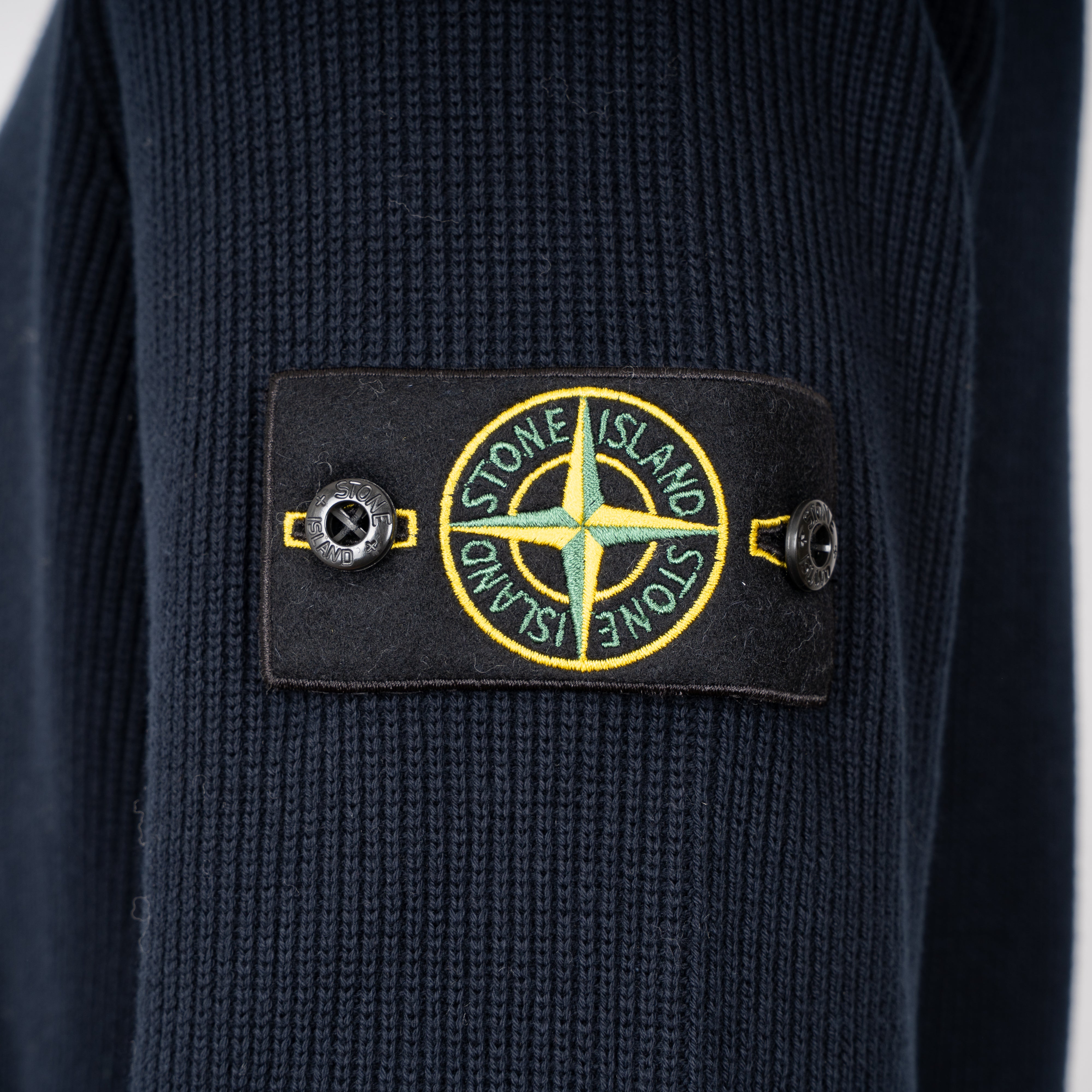 Stone Island Gebreide Trui met Rits Donkerblauw | Soft Organic Cotton