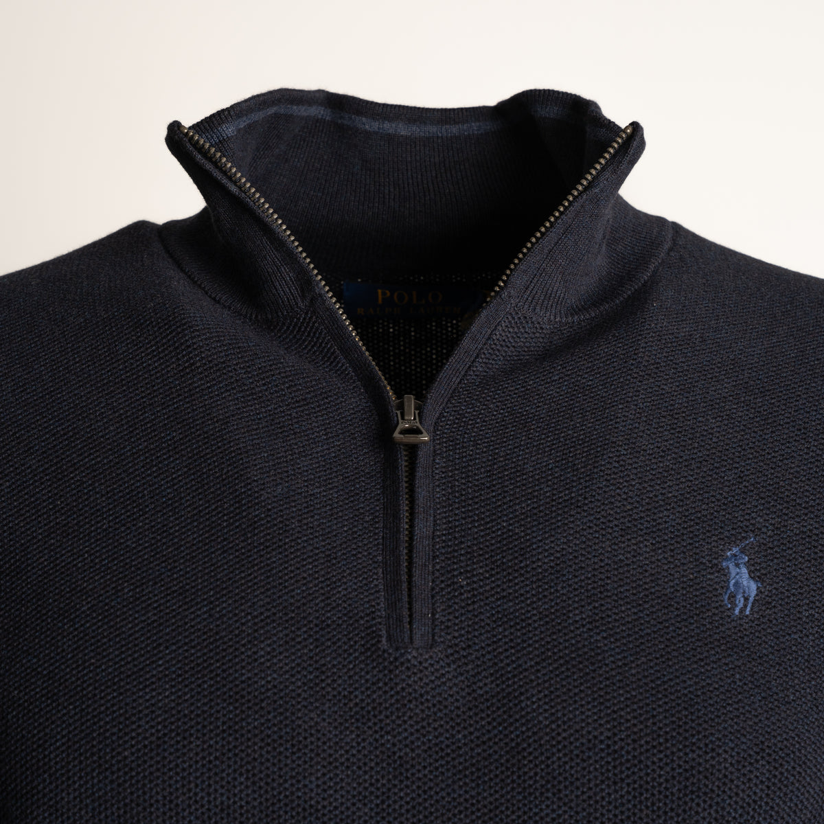 Ralph Lauren Gebreide Trui met Rits Blauw | Mesh-Knit Cotton