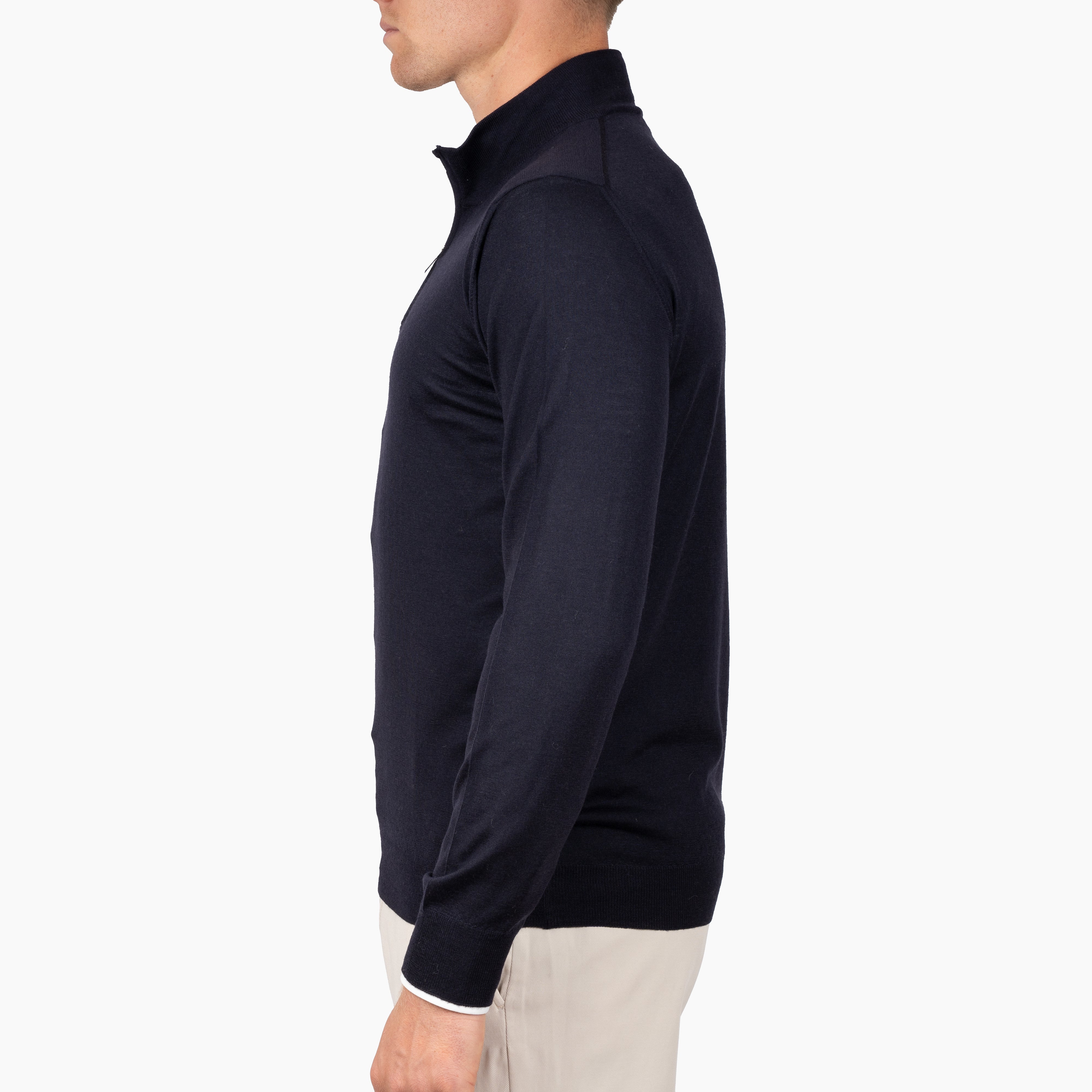 Fedeli Gebreide Trui met Rits Blauw | Favonio Superfine Wool 140
