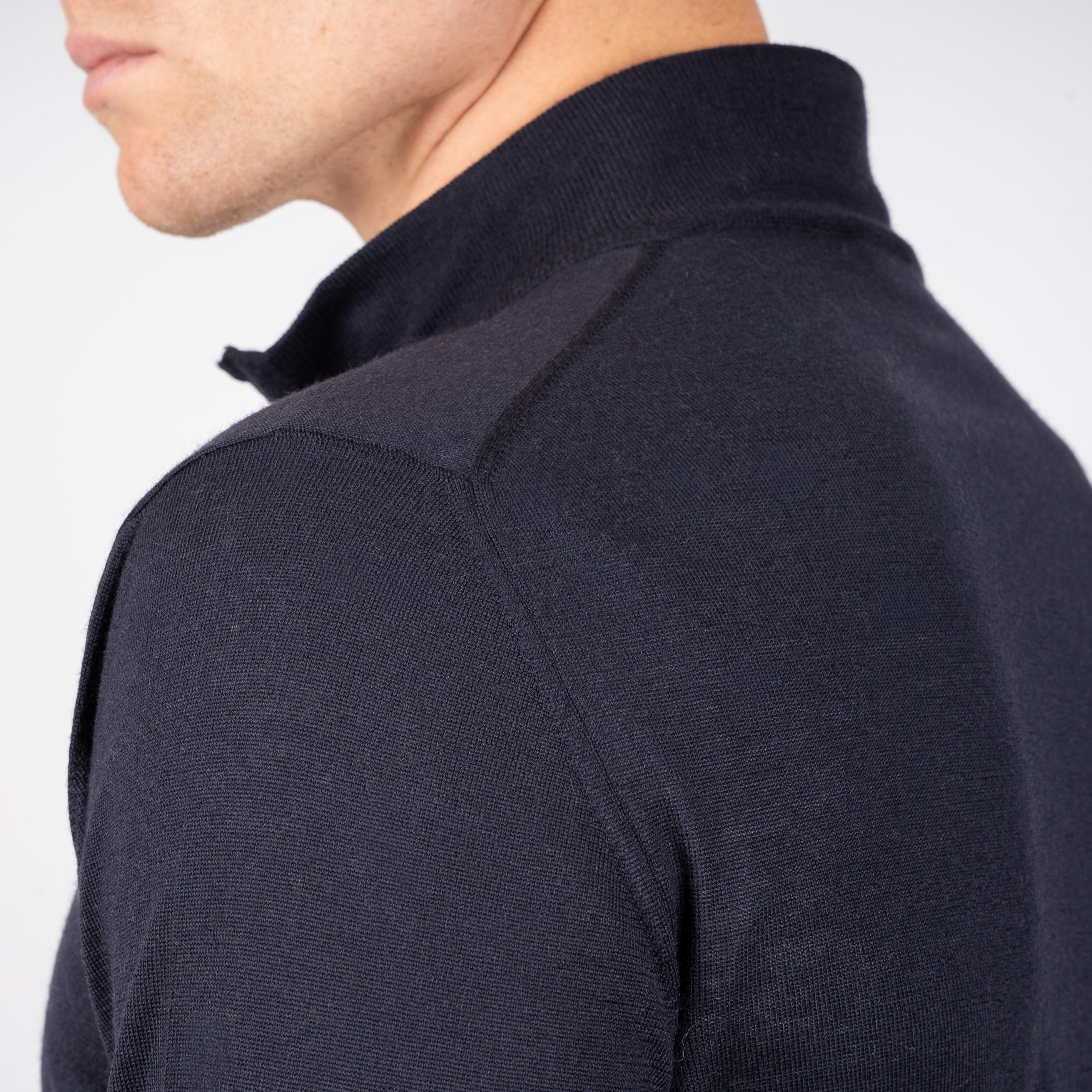 Fedeli Gebreide Trui met Rits Blauw | Favonio Superfine Wool 140