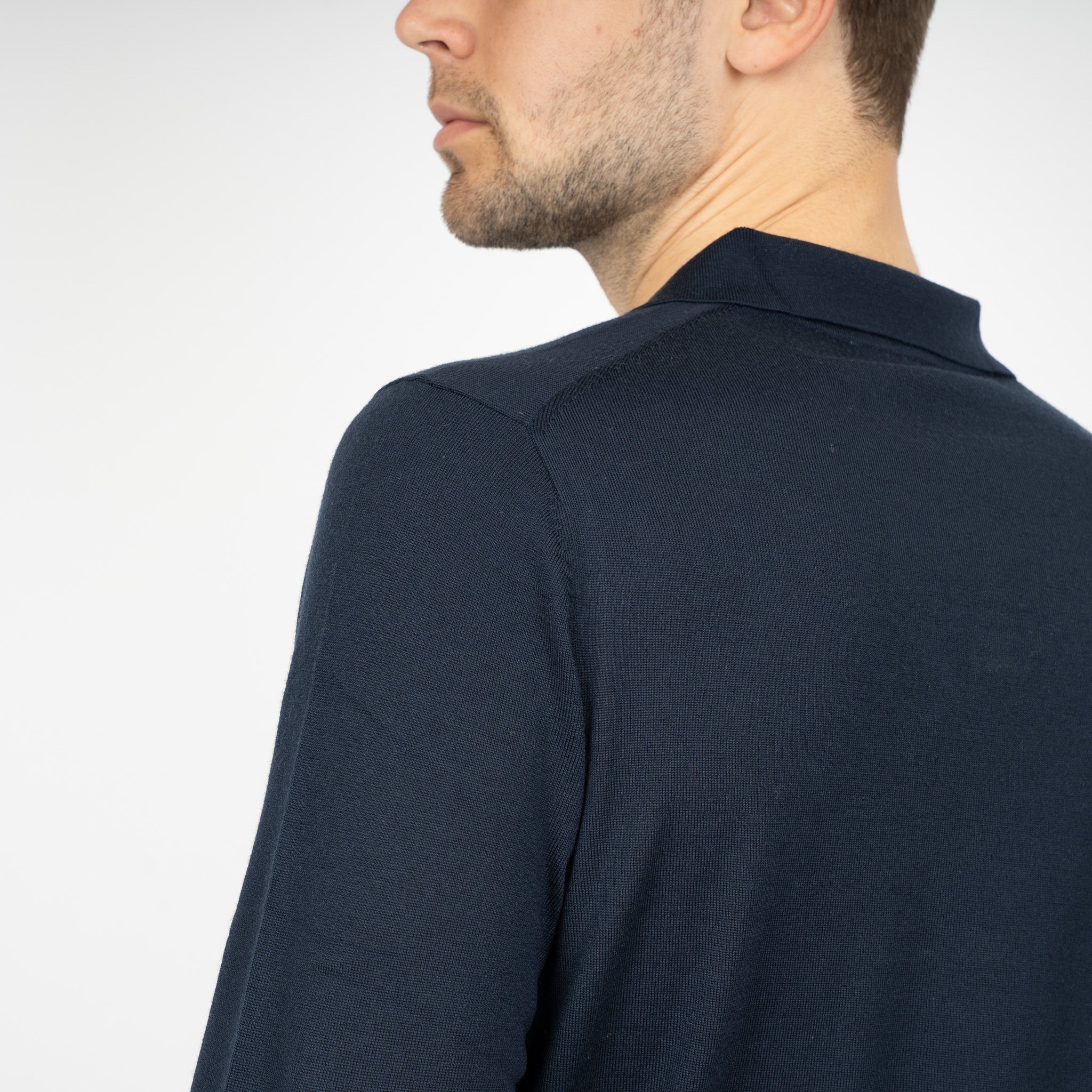 SEVEN DIALS Gebreide Buttonless Polotrui Donkerblauw | Blake