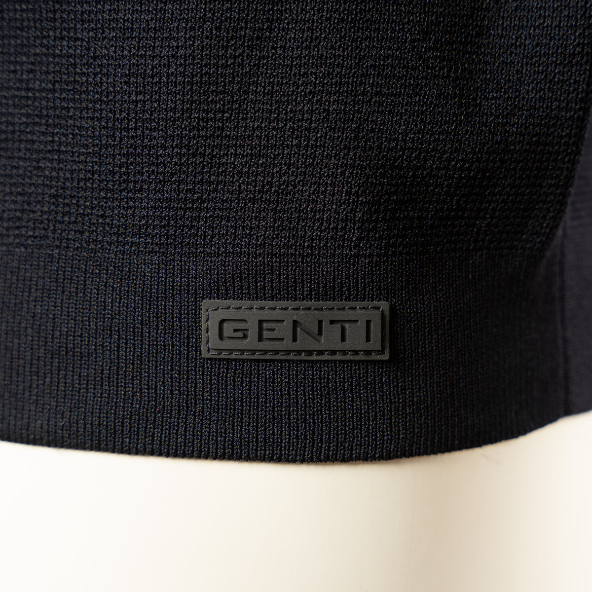 Genti Polo Lange Mouw met Rits Blauw | Cool Dry
