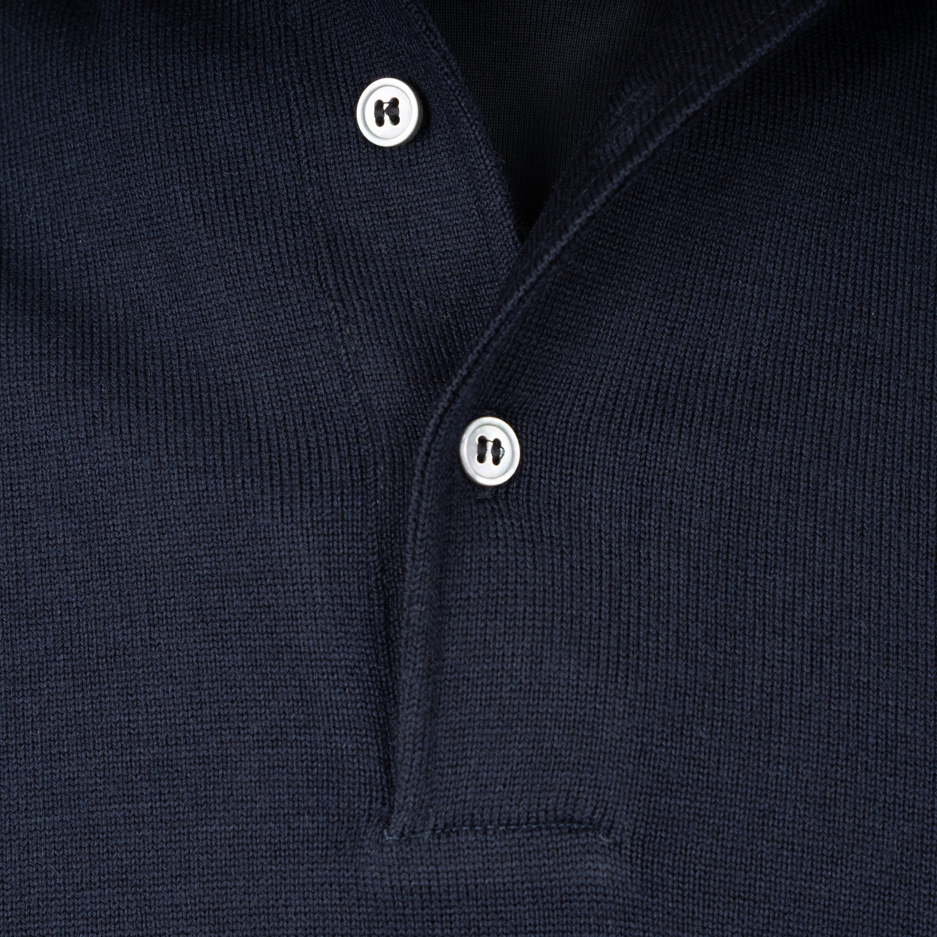 Gran Sasso Gebreide Polo Lange Mouw Blauw | Extrafine Merino