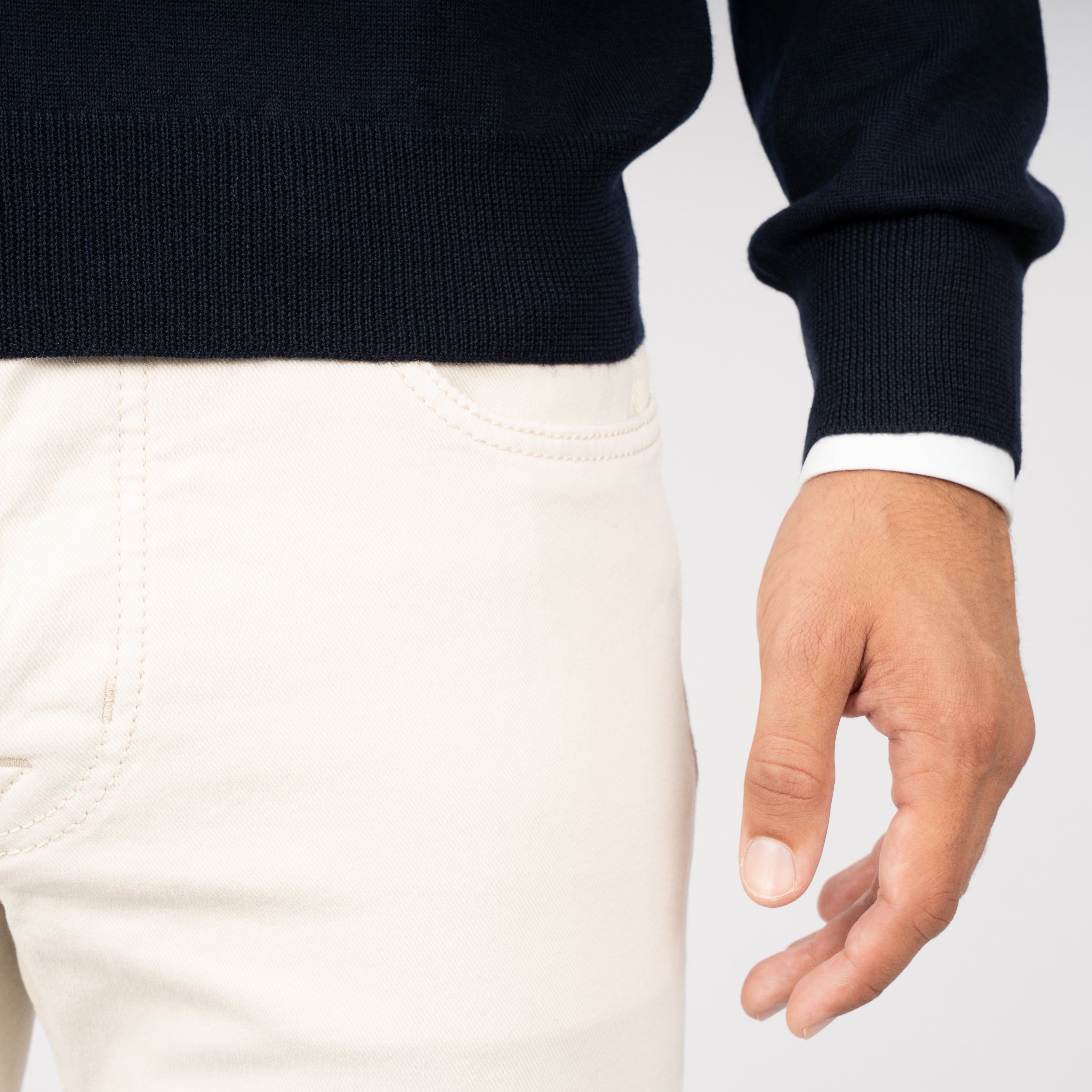 Gran Sasso Gebreide Trui met Rits Blauw | Extrafine Merino
