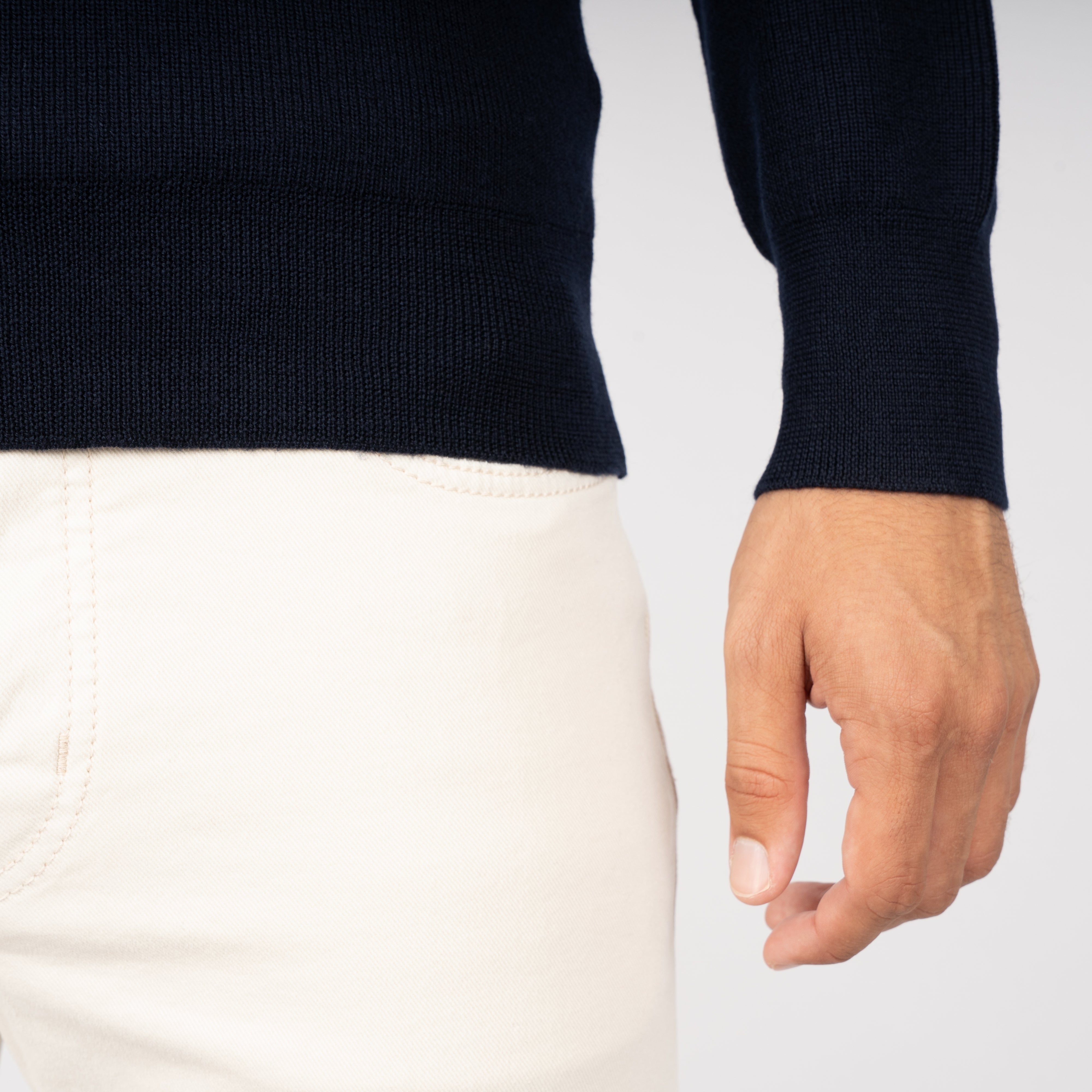 Gran Sasso Gebreide Buttonless Polotrui Blauw | Extrafine Merino