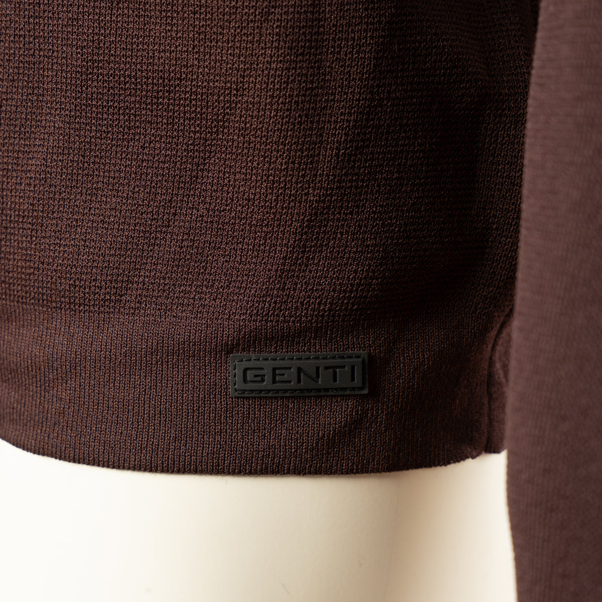 Genti Polo Lange Mouw met Rits Bordeauxrood | Cool Dry