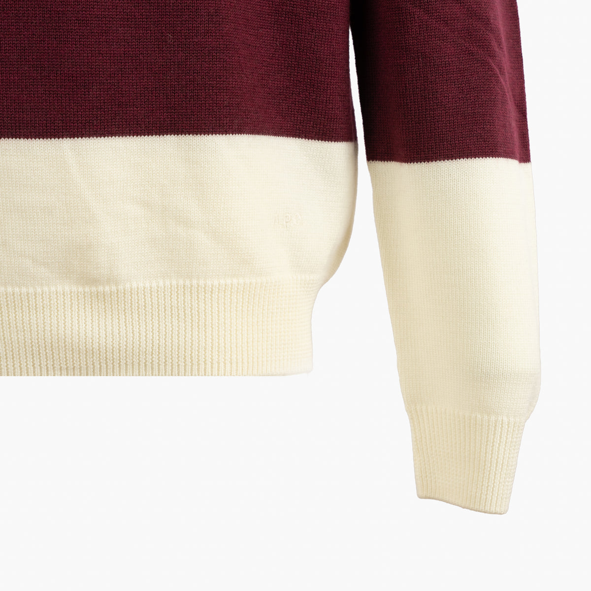 A.P.C. Gebreide Polo Lange Mouw Bordeaux/Crème | Rugby Polo