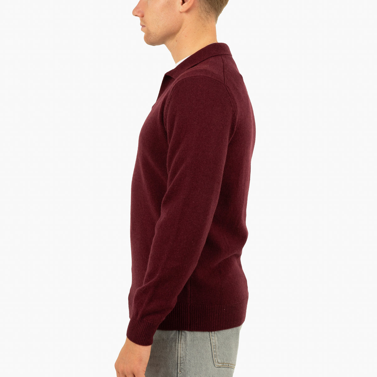 SEVEN DIALS Gebreide Trui Buttonless Polokraag Bordeaux Rood | Dakar