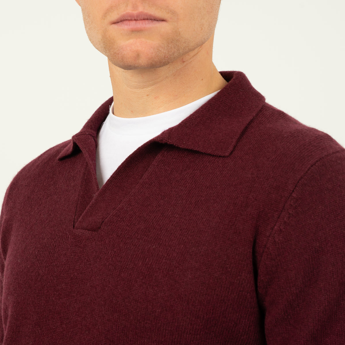 SEVEN DIALS Gebreide Trui Buttonless Polokraag Bordeaux Rood | Dakar