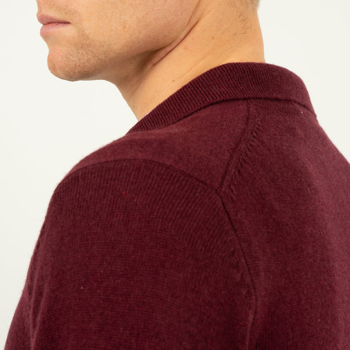 SEVEN DIALS Gebreide Trui Buttonless Polokraag Bordeaux Rood | Dakar