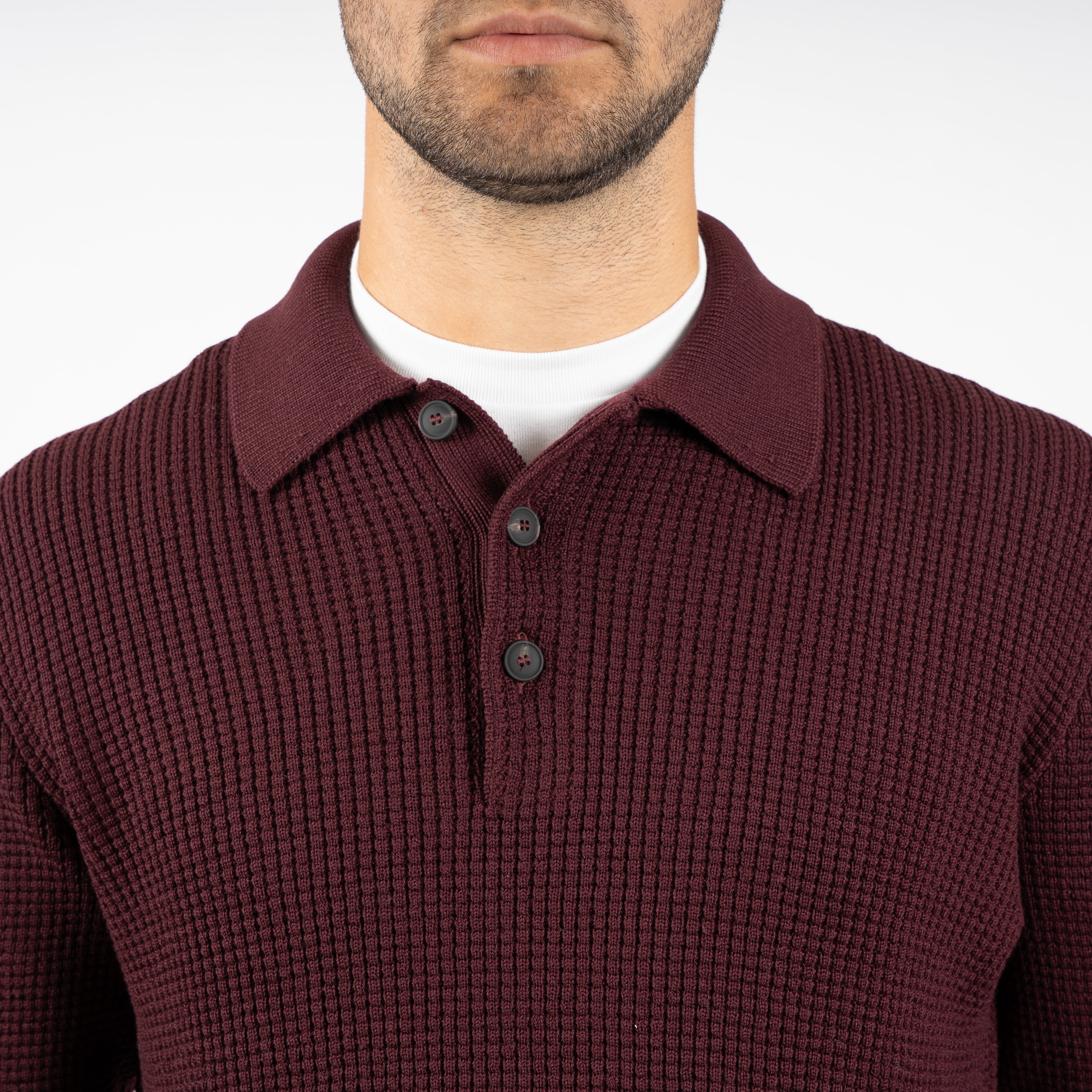 Gran Sasso Gebreide Polotrui Bordeaux Rood | Extrafine Merino