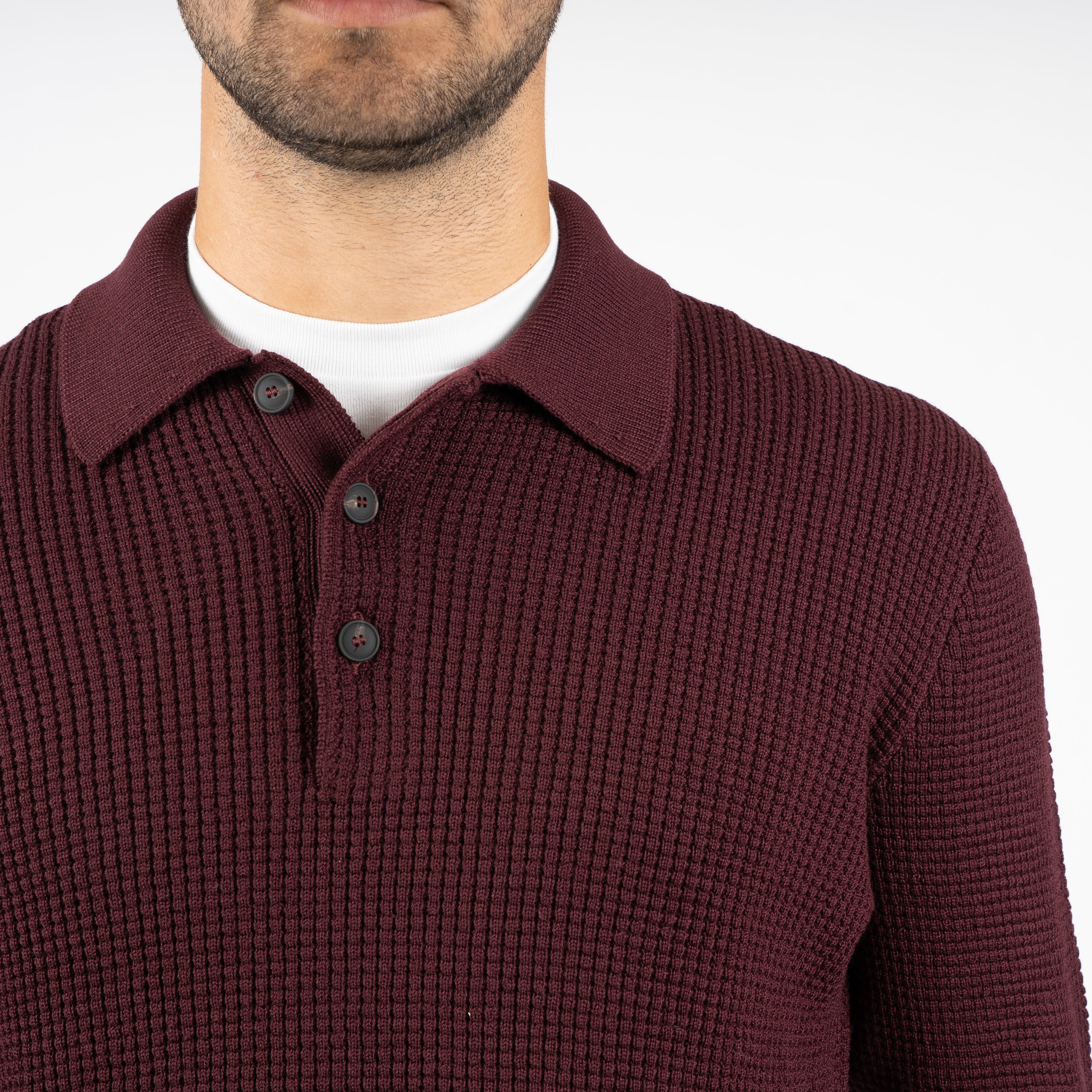 Gran Sasso Gebreide Polotrui Bordeaux Rood | Extrafine Merino