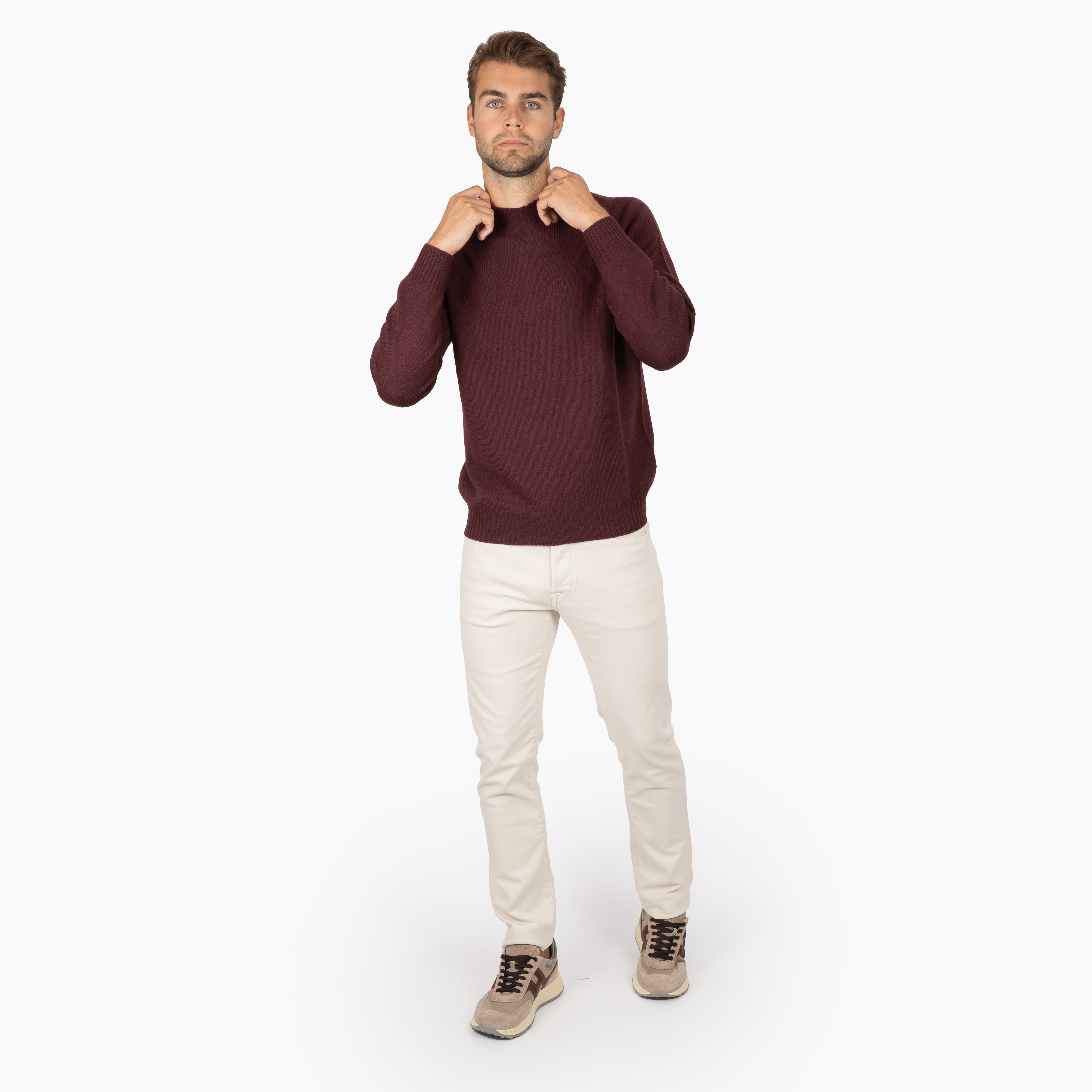 Gran Sasso Gebreide Turtleneck Trui Bordeaux Rood | Super Geelong