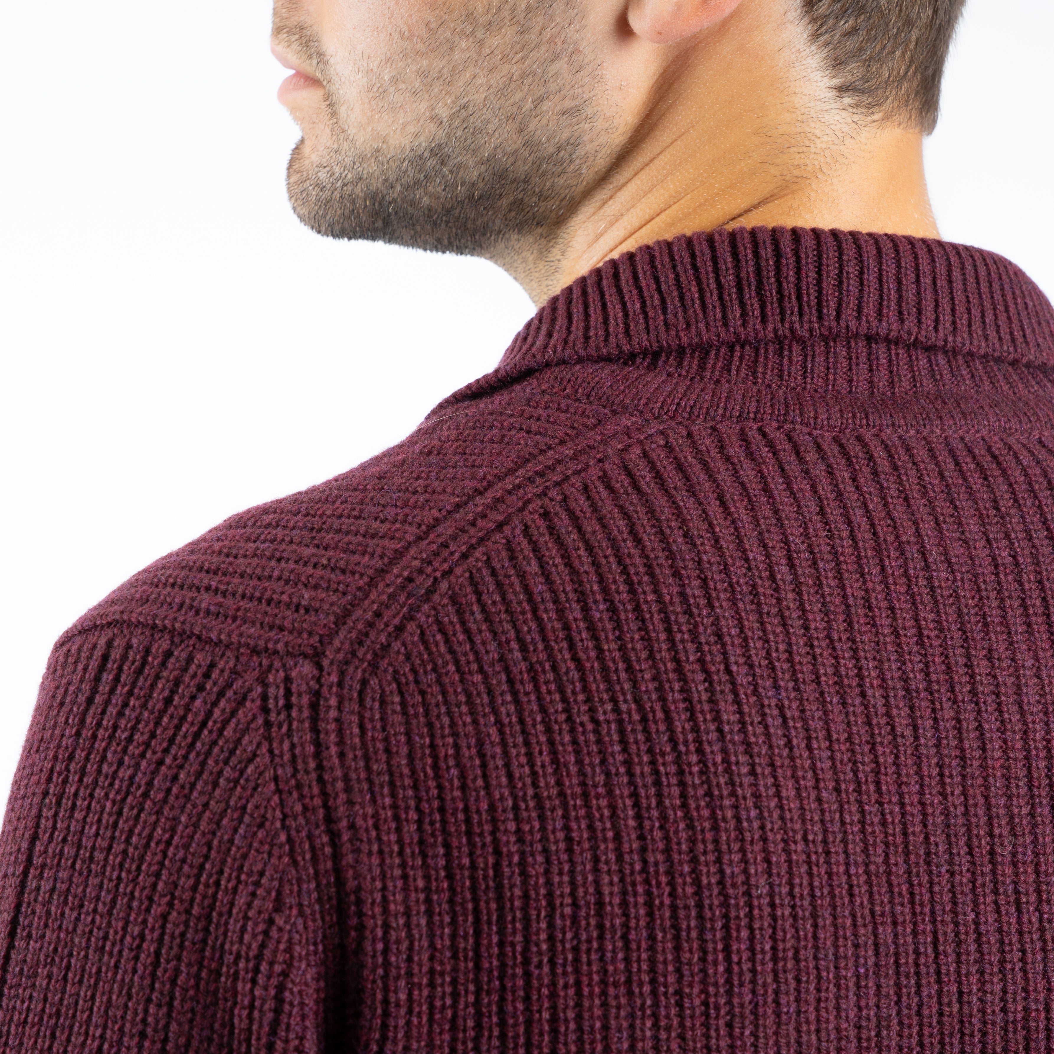 Gran Sasso Gebreide Buttonless Polotrui Bordeaux Rood | Super Geelong