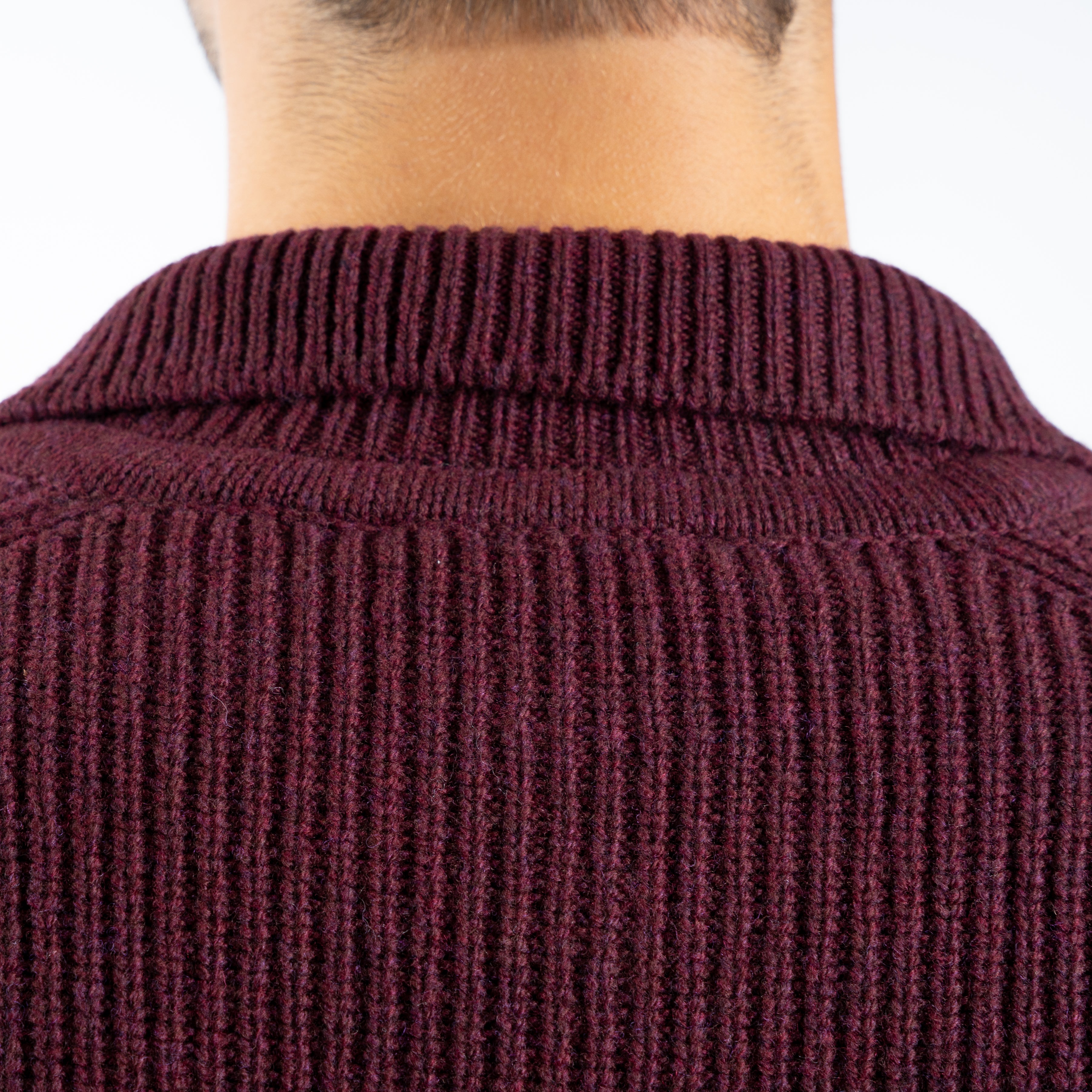 Gran Sasso Gebreide Buttonless Polotrui Bordeaux Rood | Super Geelong