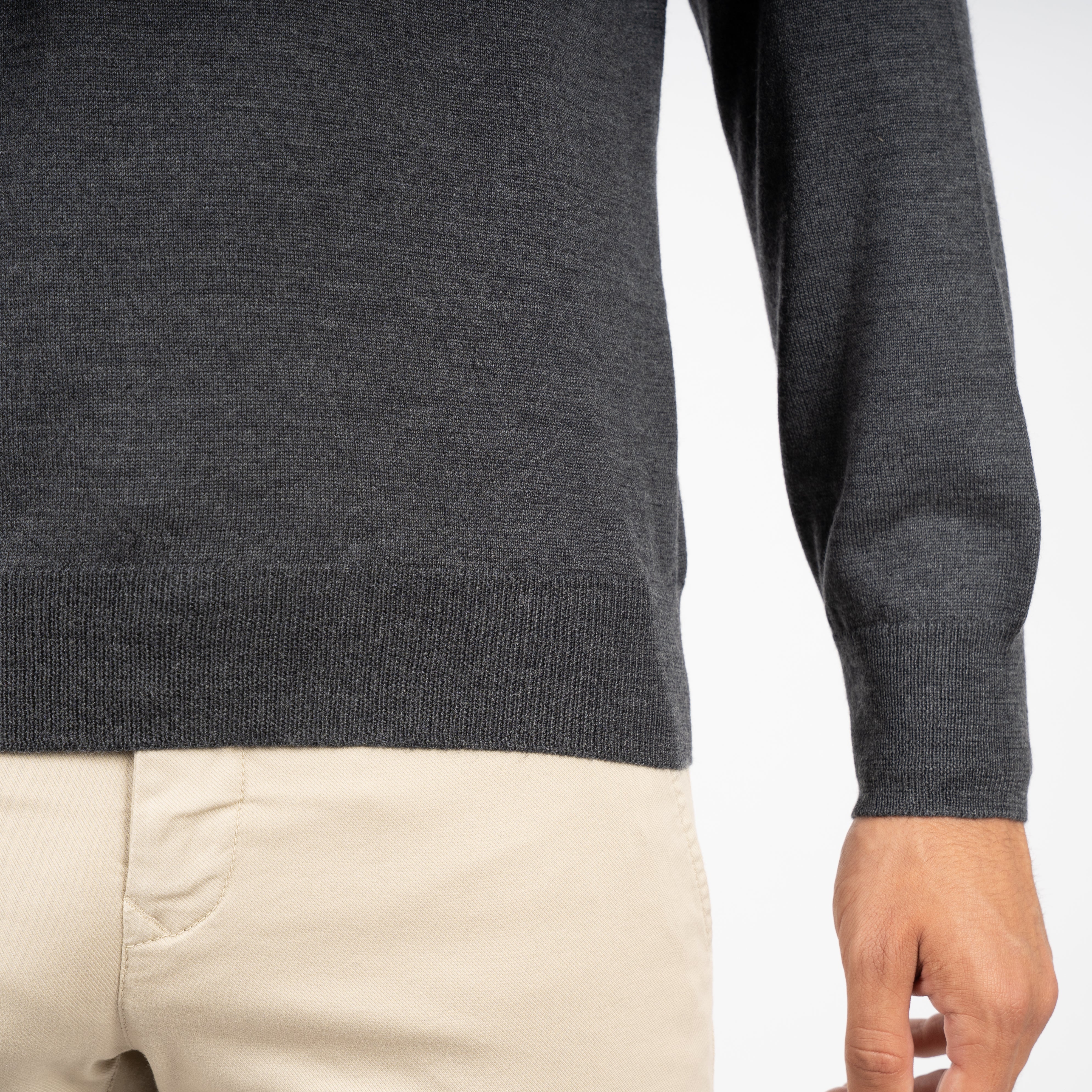 Gran Sasso Gebreide Trui V-Hals Grijs | Merino