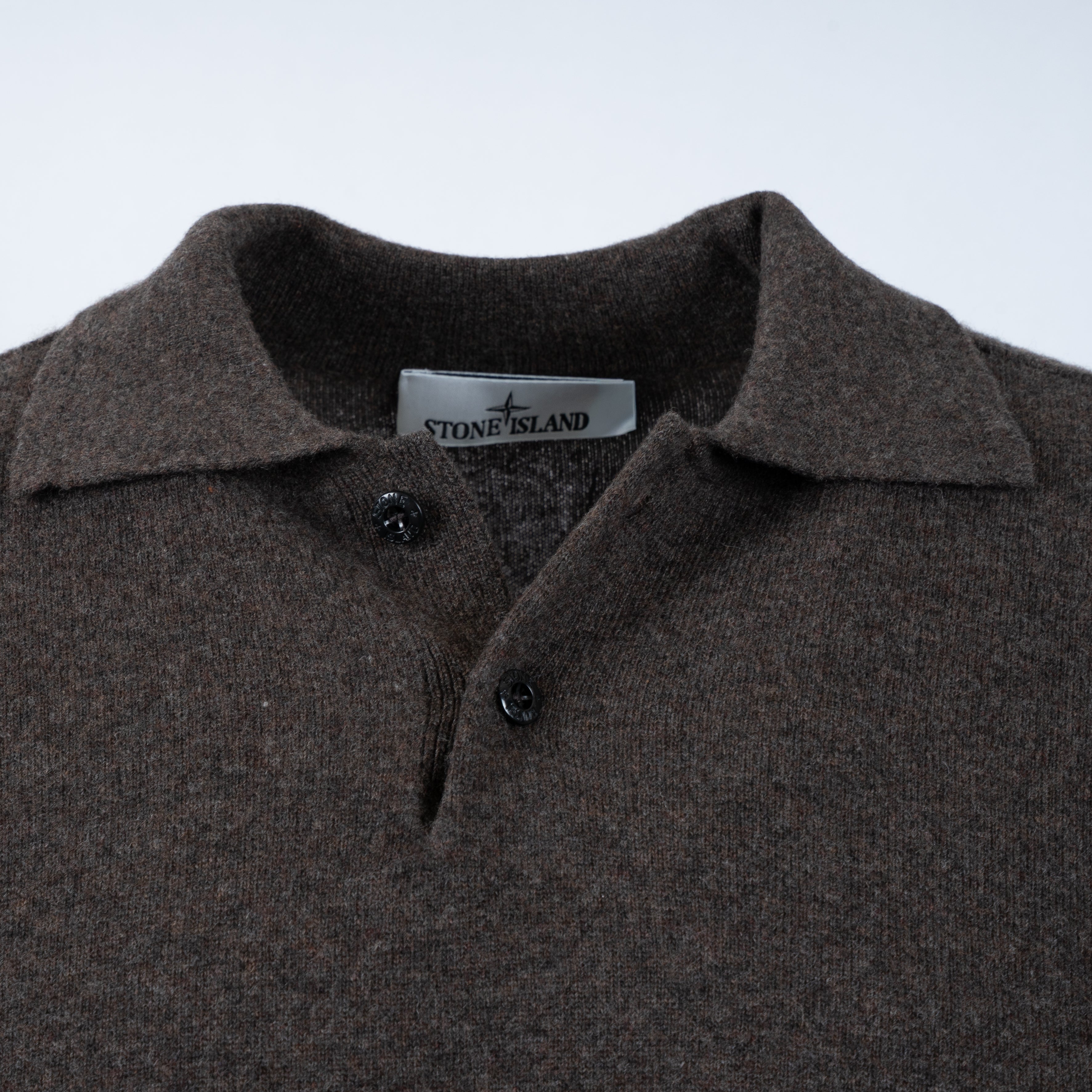 Stone Island Gebreide Trui met Polokraag Bruin | Light RWS Geelong Wool