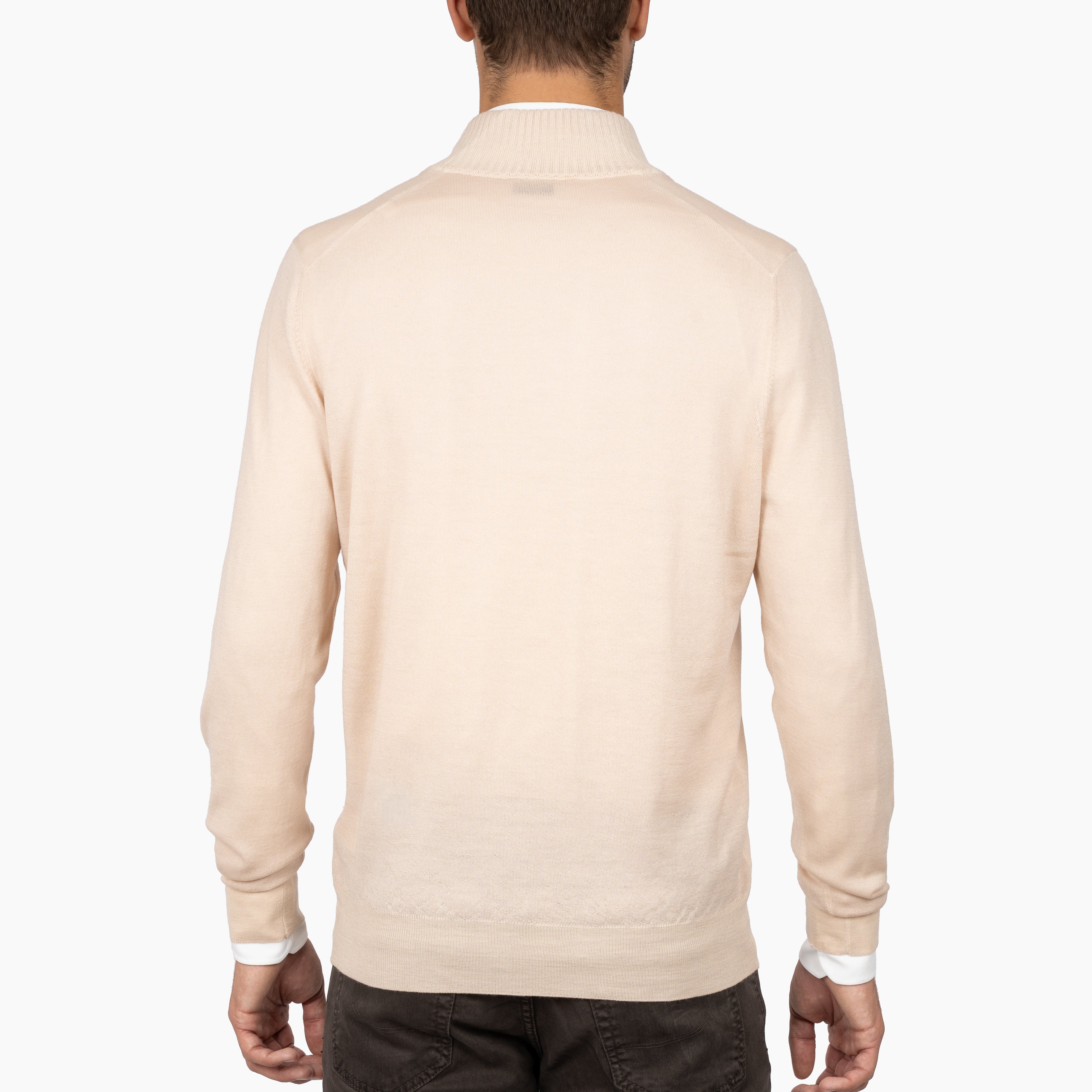 Gran Sasso Gebreide Trui met Rits Beige | Vintage Merino