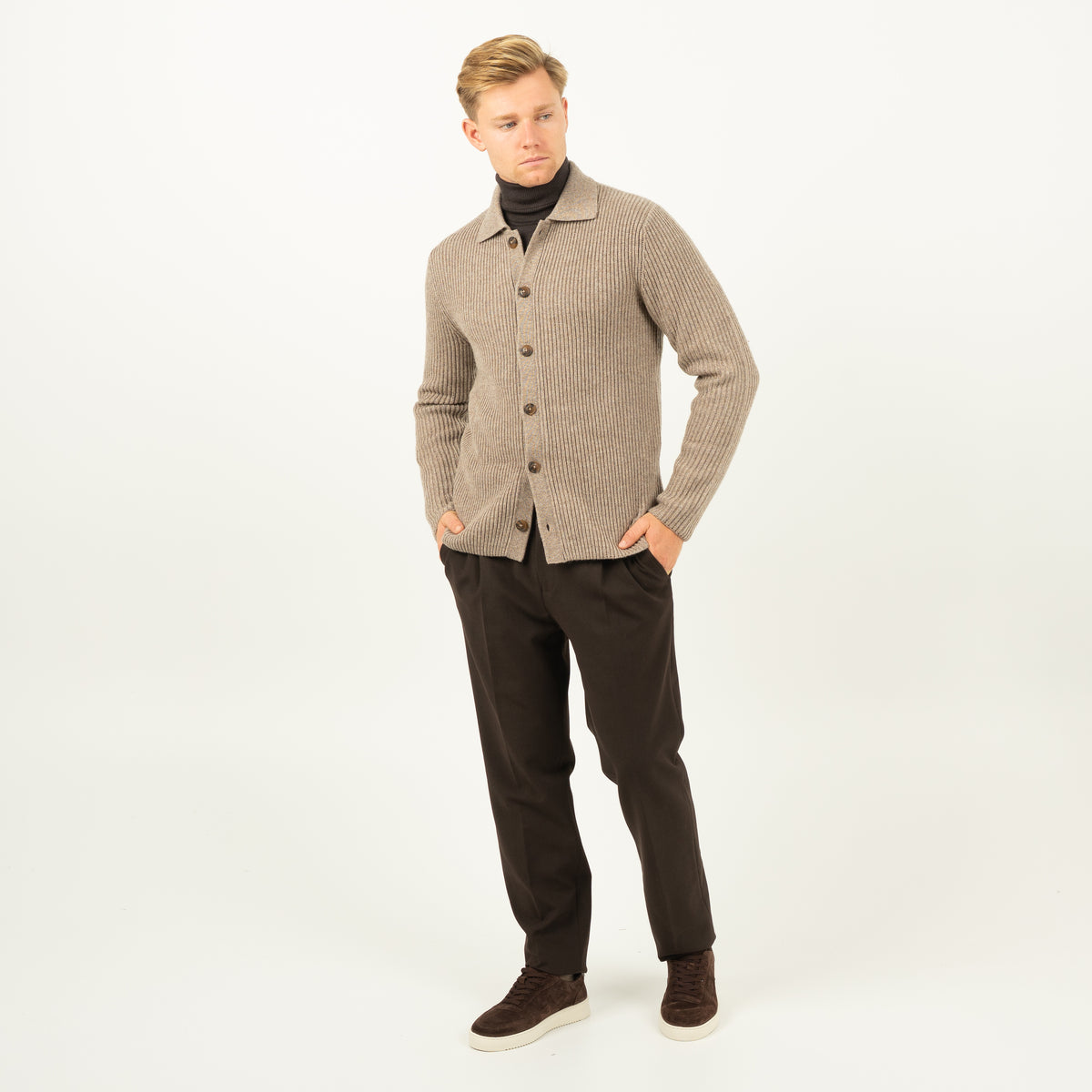SEVEN DIALS Gebreid Vest met Knopen Taupe | Boston