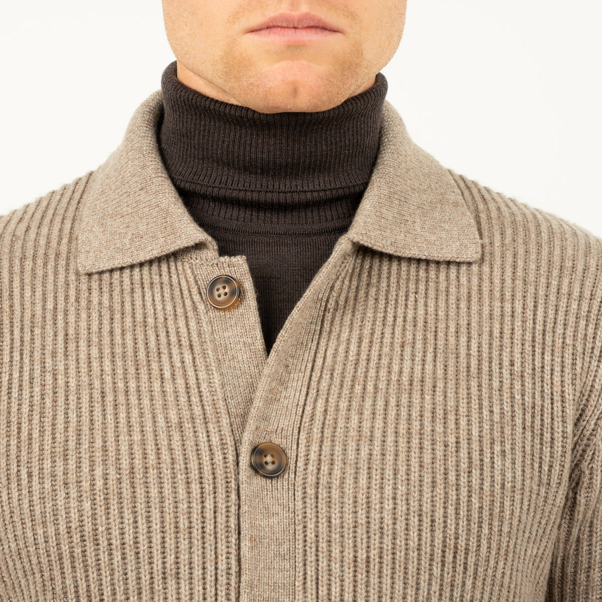 SEVEN DIALS Gebreid Vest met Knopen Taupe | Boston