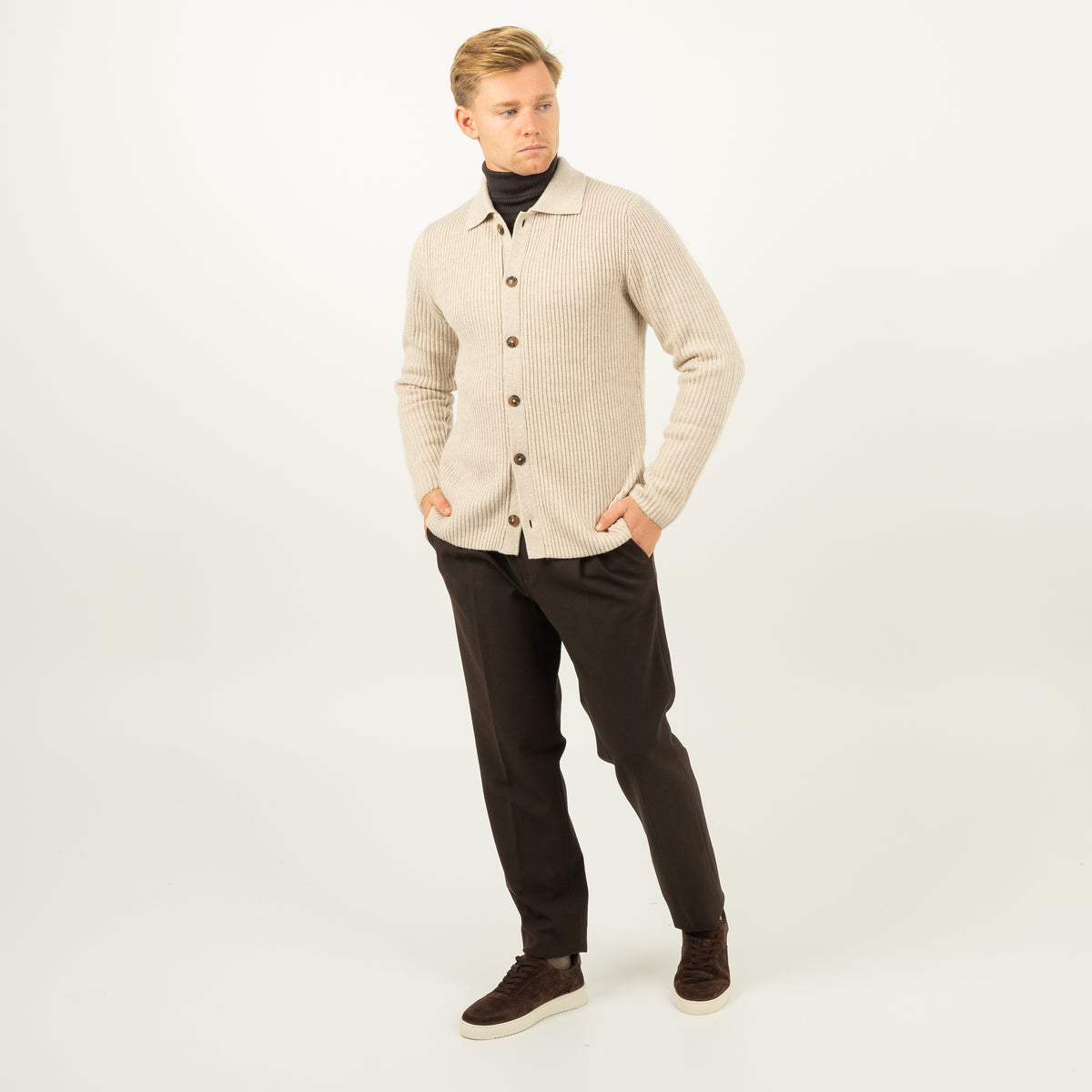 SEVEN DIALS Gebreid Vest met Knopen Beige | Boston