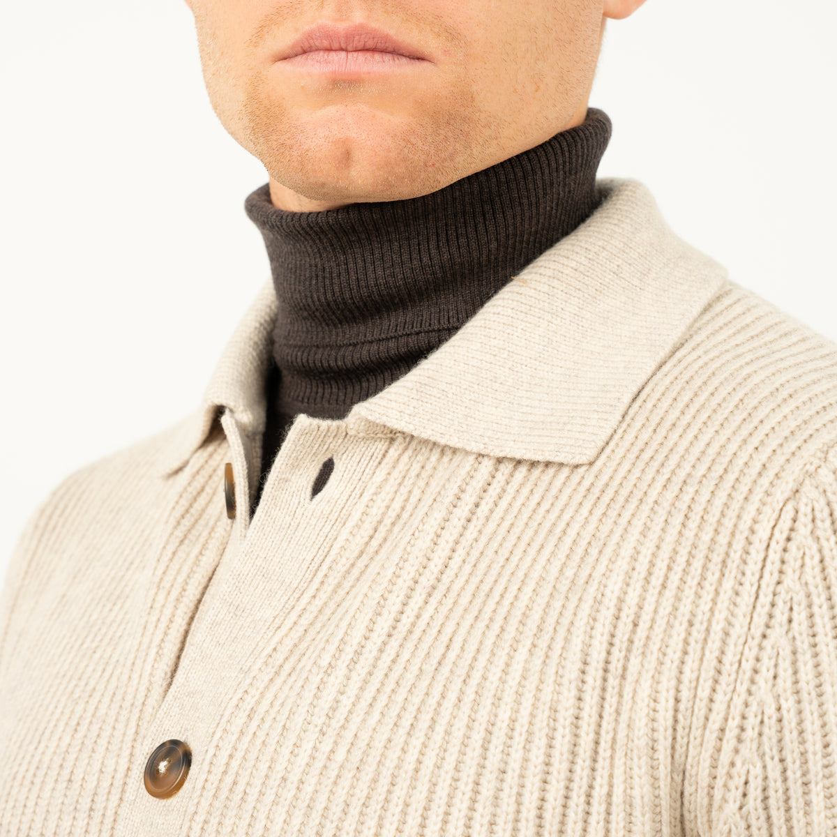 SEVEN DIALS Gebreid Vest met Knopen Beige | Boston