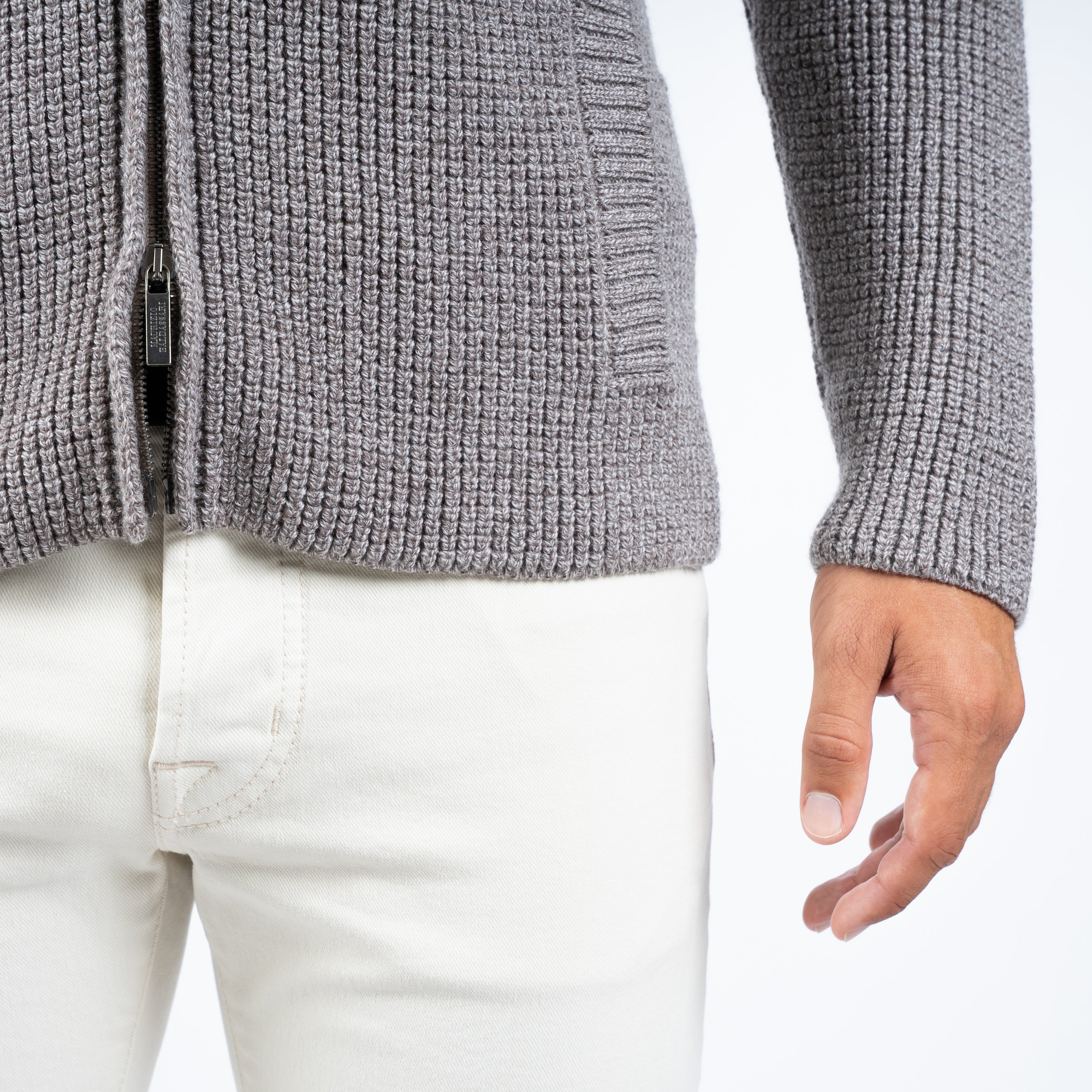 Maurizio Baldassari Gebreid Vest Beige | Brenta Zip
