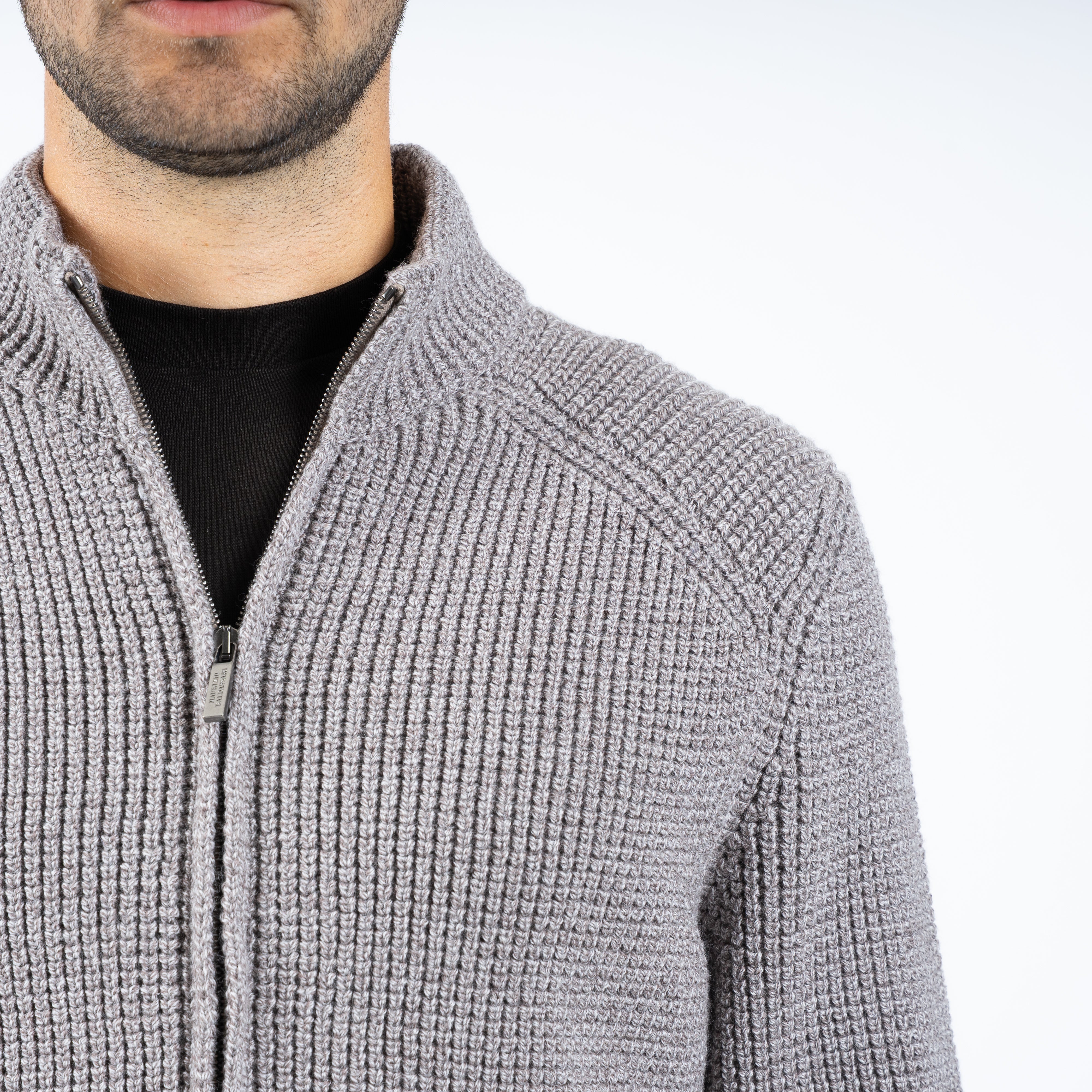 Maurizio Baldassari Gebreid Vest Beige | Brenta Zip