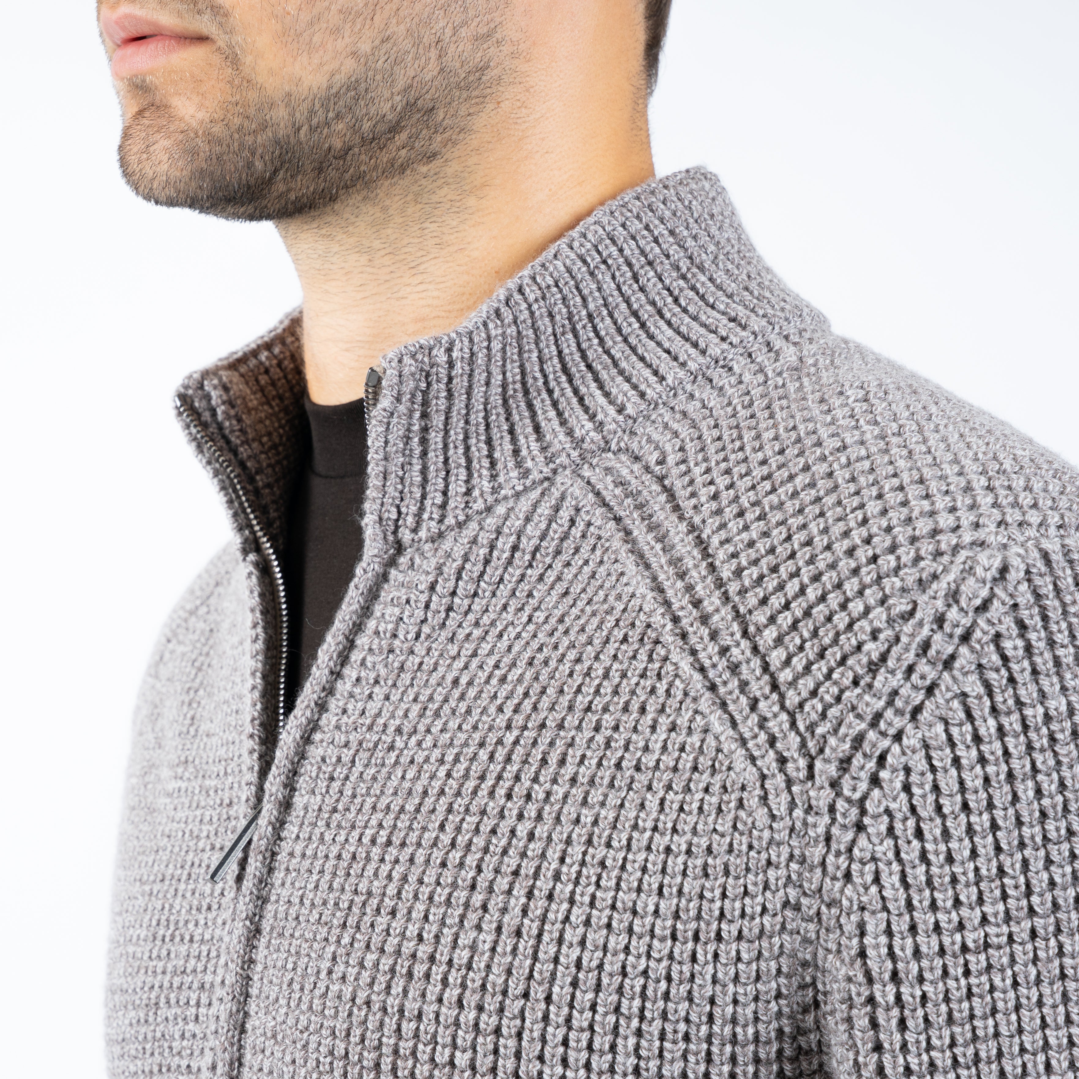 Maurizio Baldassari Gebreid Vest Beige | Brenta Zip