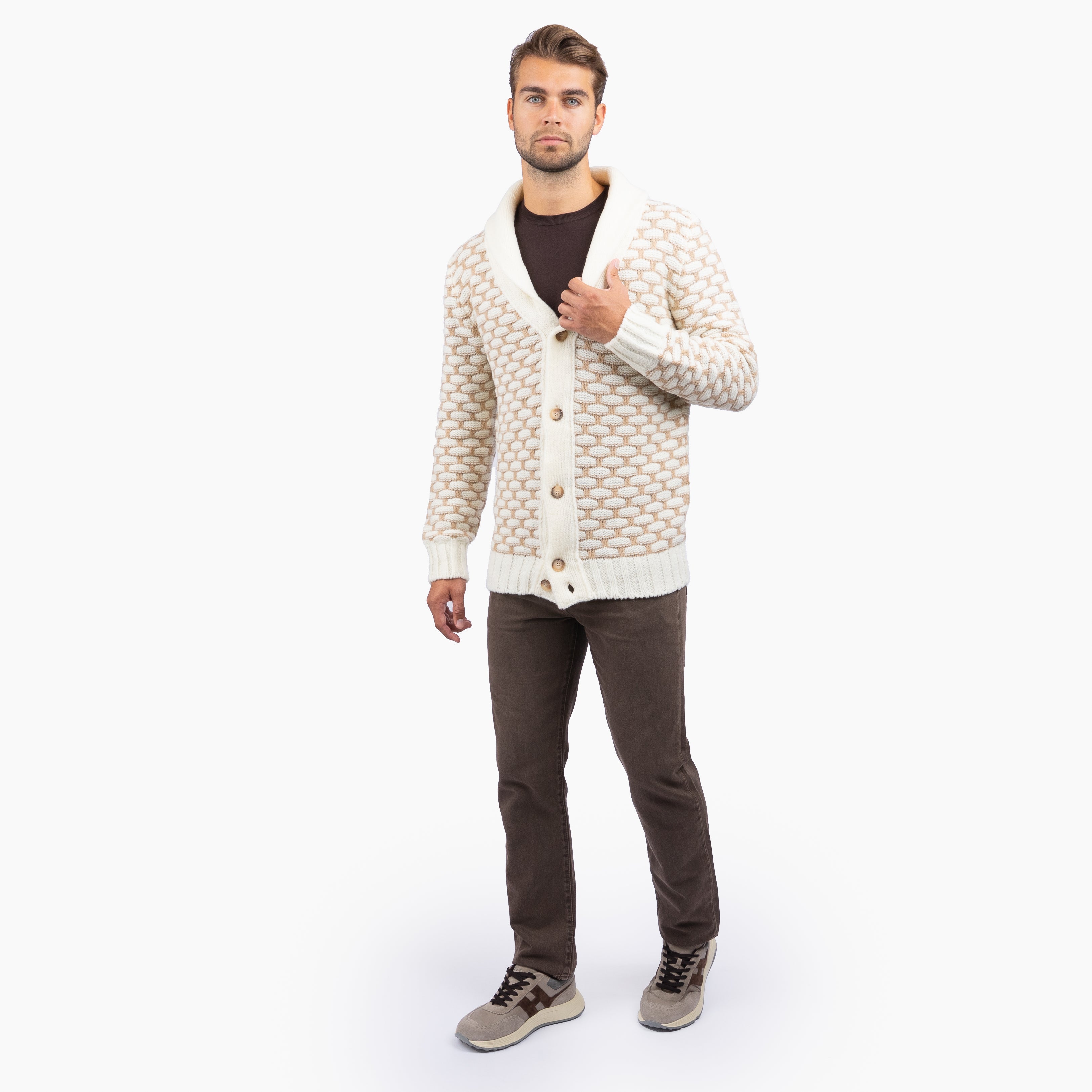Gran Sasso Gebreid Knoopvest Off-White
