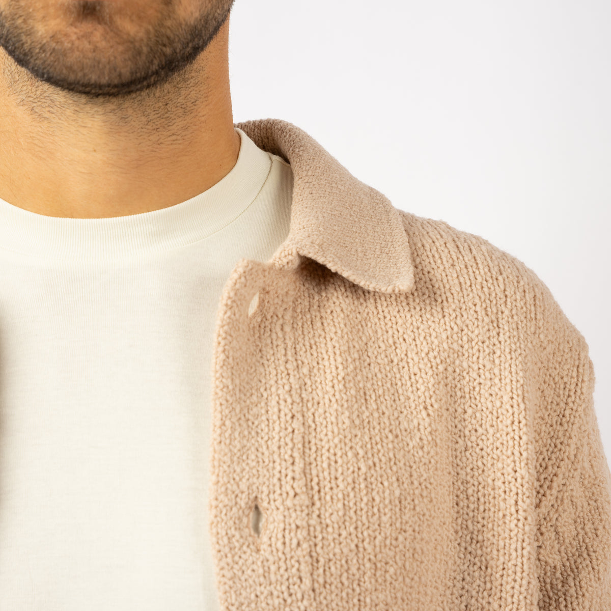 Gran Sasso Gebreid Knoopvest Beige