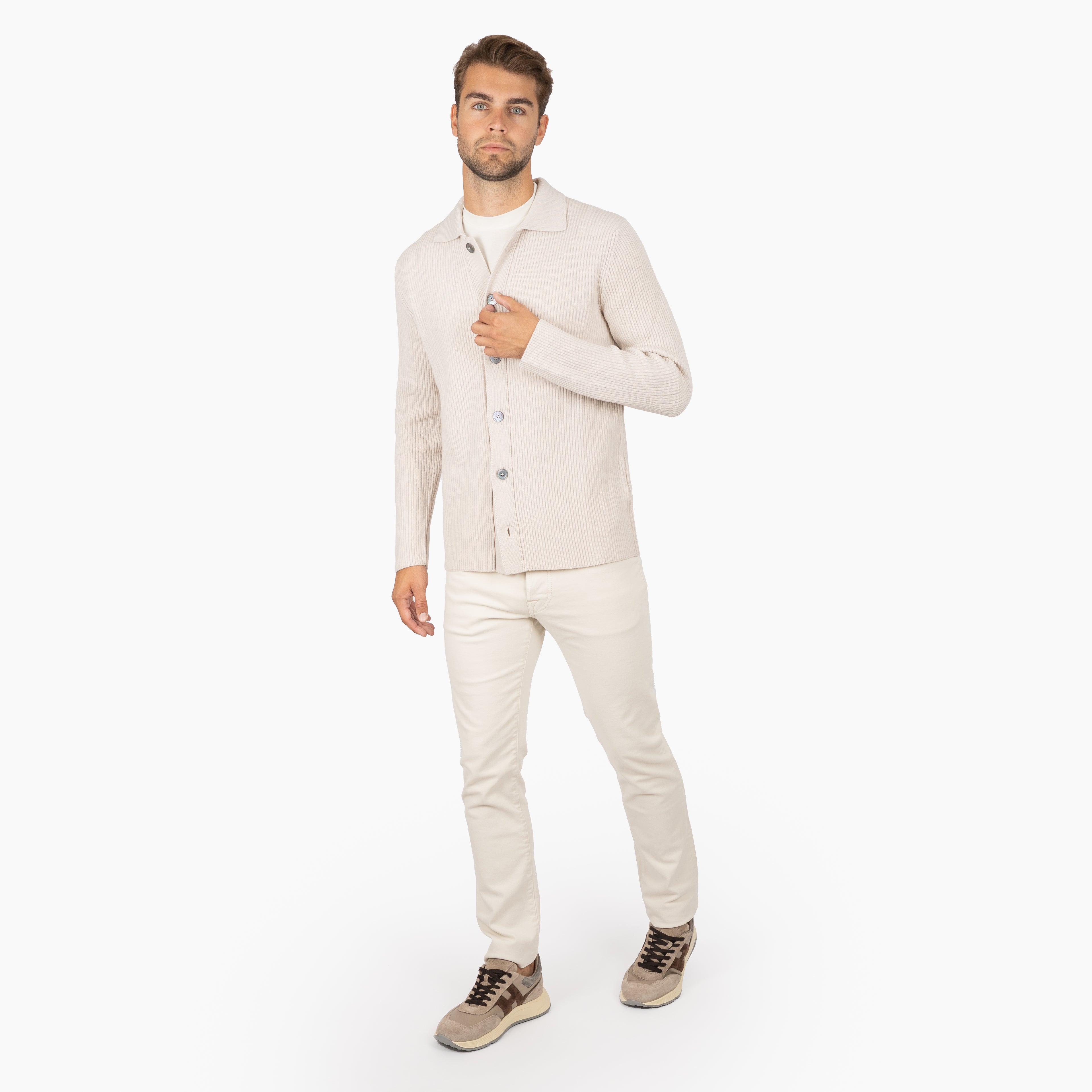 Gran Sasso Gebreid Knoopvest Crème | Cashmere Lana