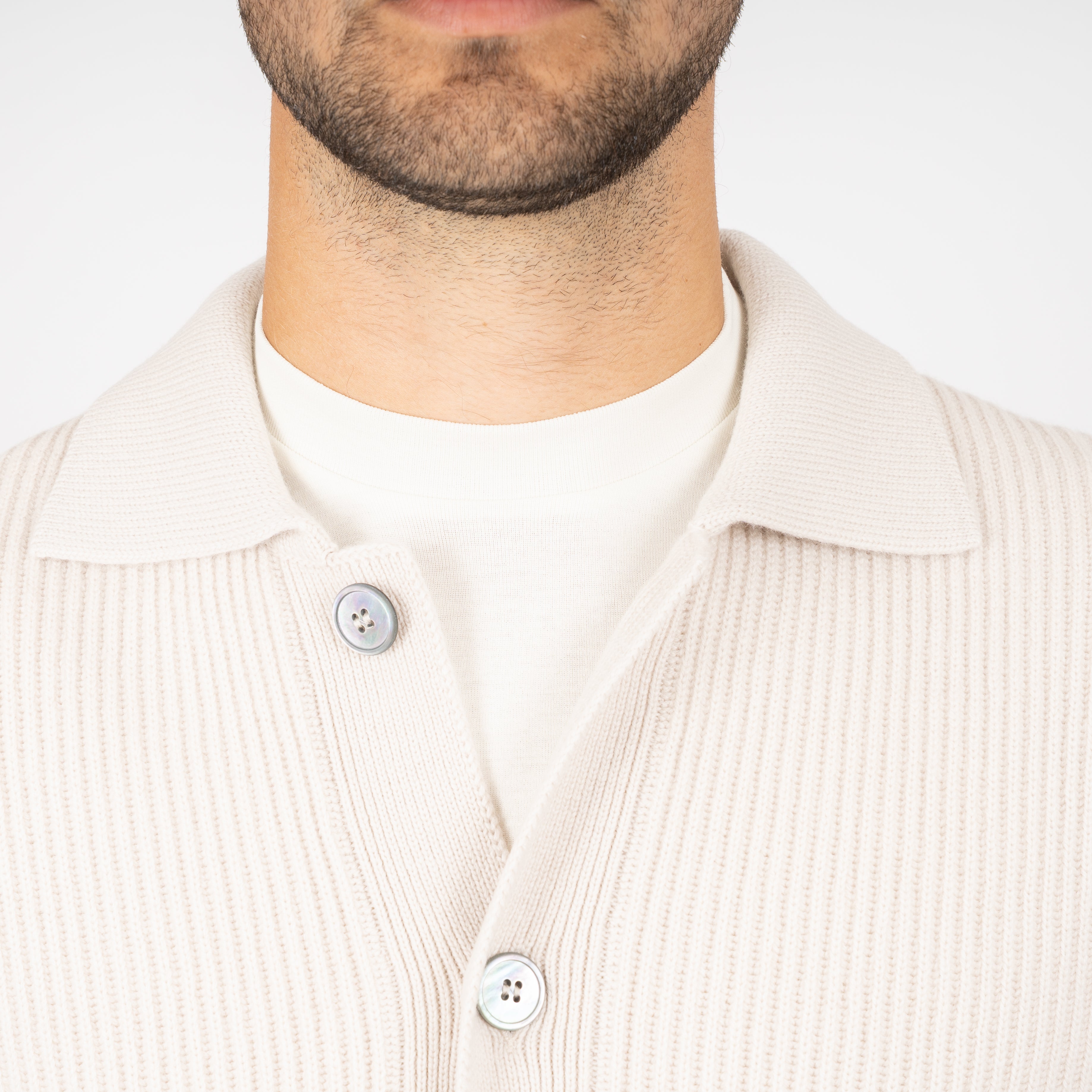 Gran Sasso Gebreid Knoopvest Crème | Cashmere Lana
