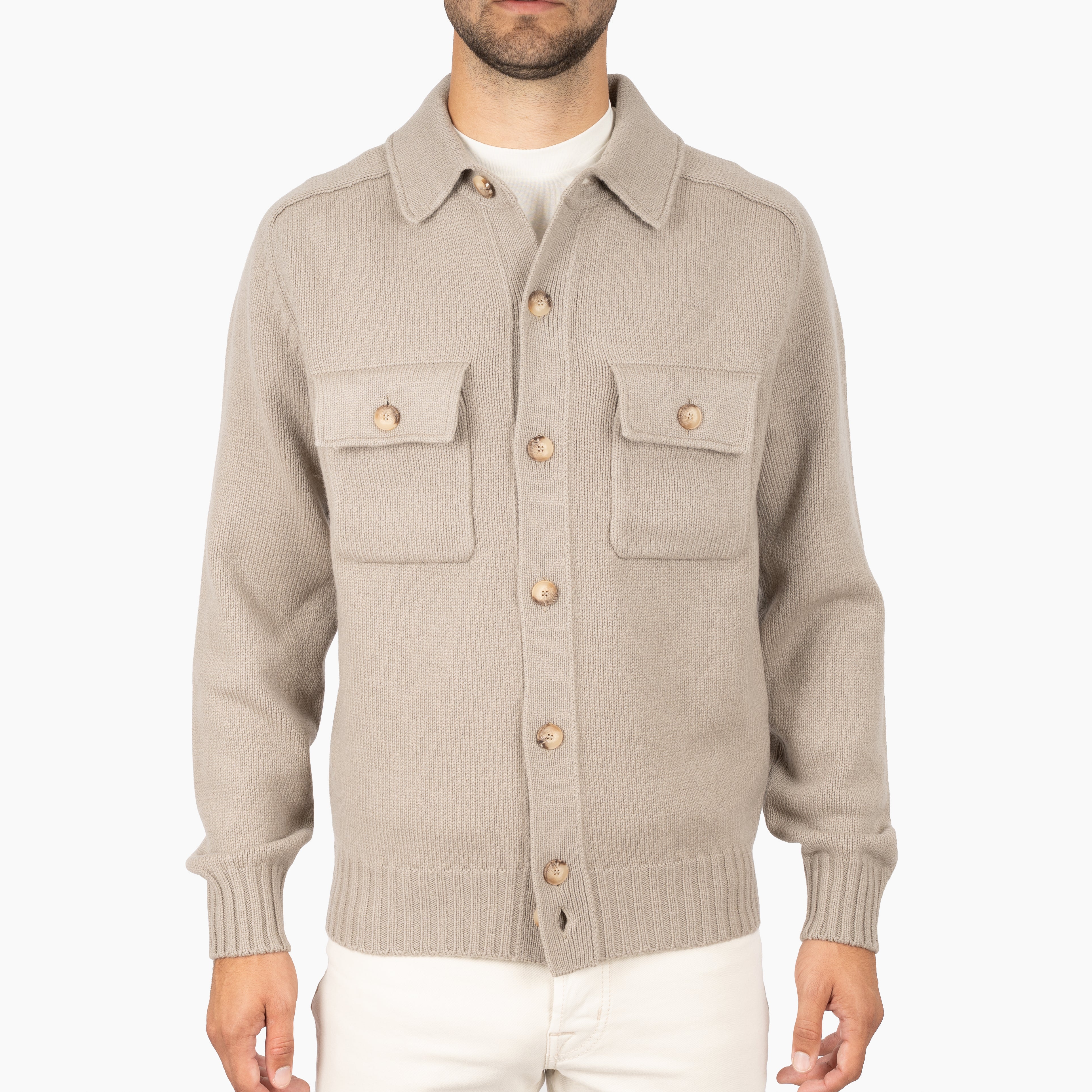 Gran Sasso Gebreid Overshirt Beige | Super Geelong