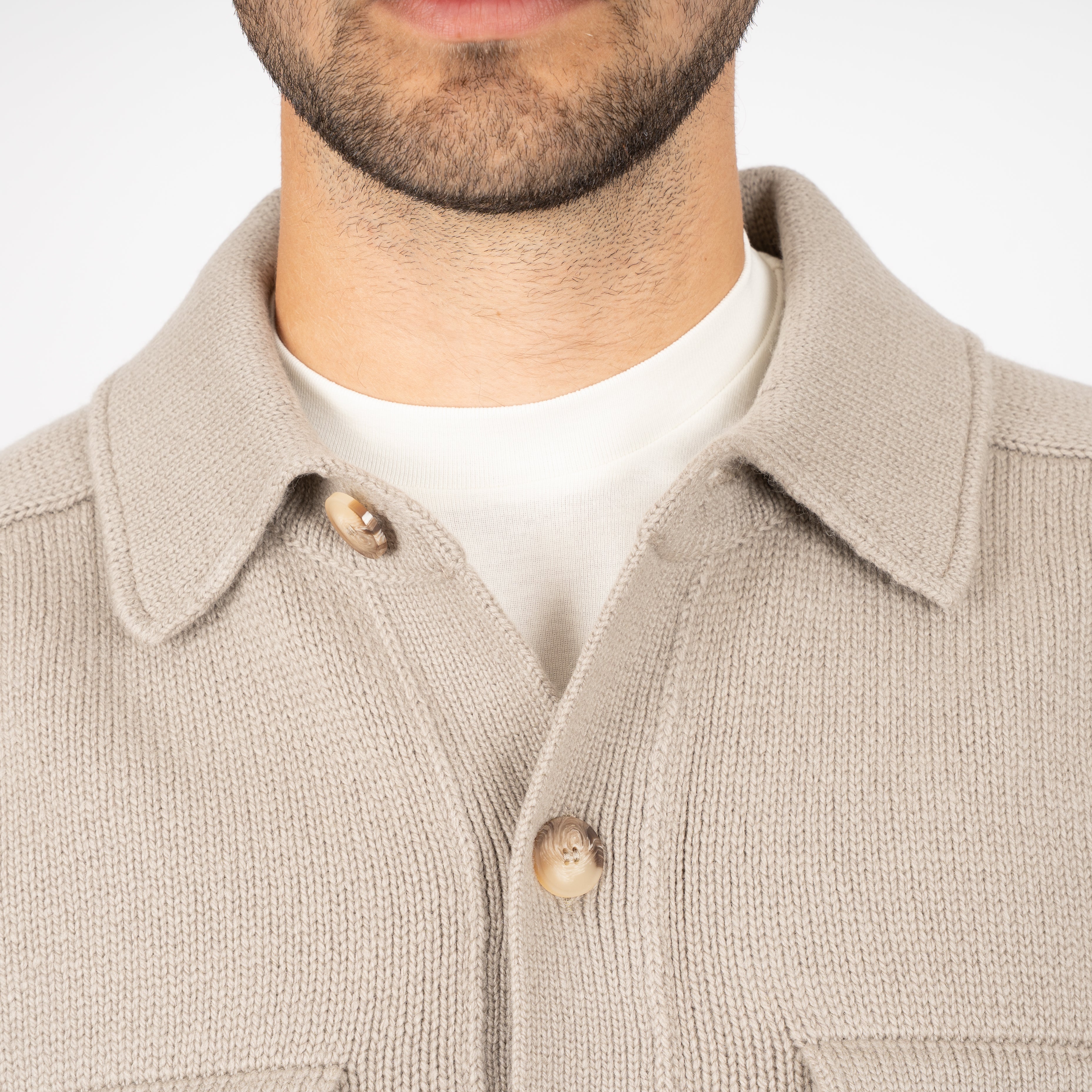 Gran Sasso Gebreid Overshirt Beige | Super Geelong