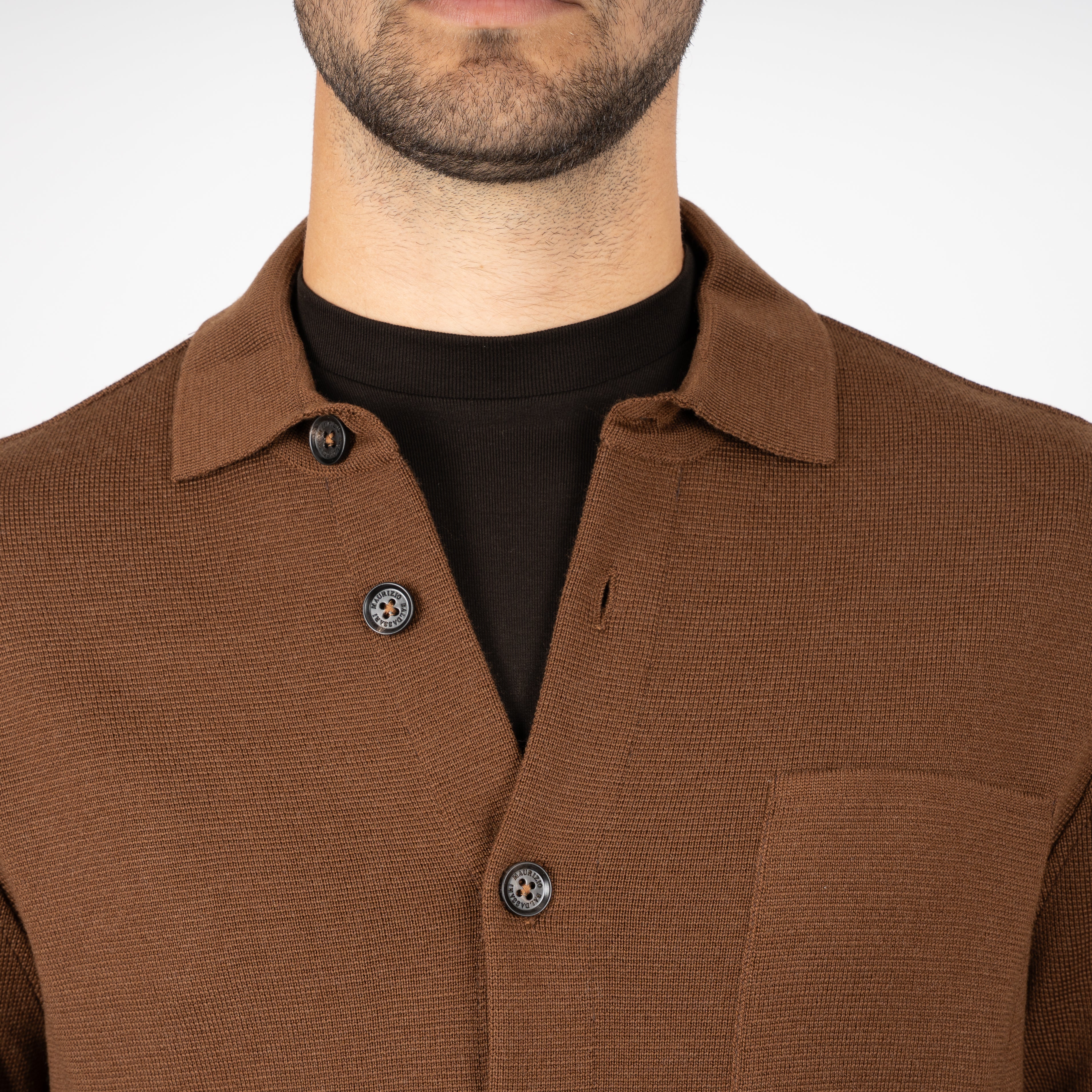 Maurizio Baldassari Gebreid Overshirt Camel | Milano Stitch