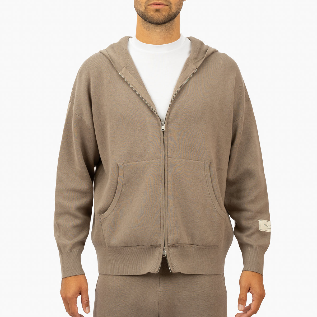 Flaneur Gebreid Vest Taupe | Atelier Knit Zip-Up