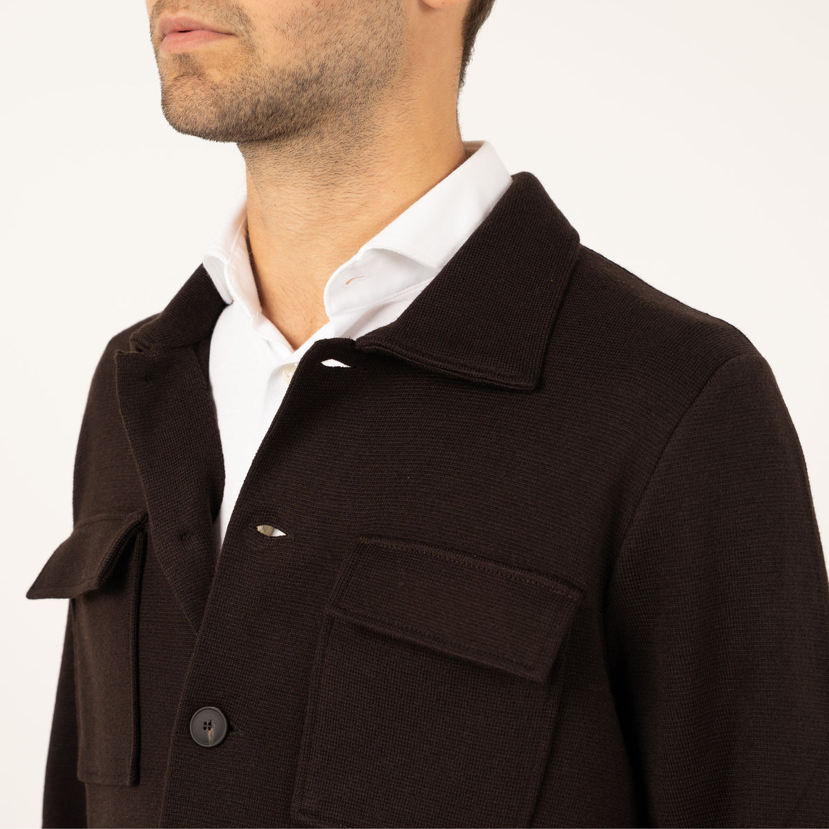 Gran Sasso Gebreid Overshirt Bruin | Sartorial