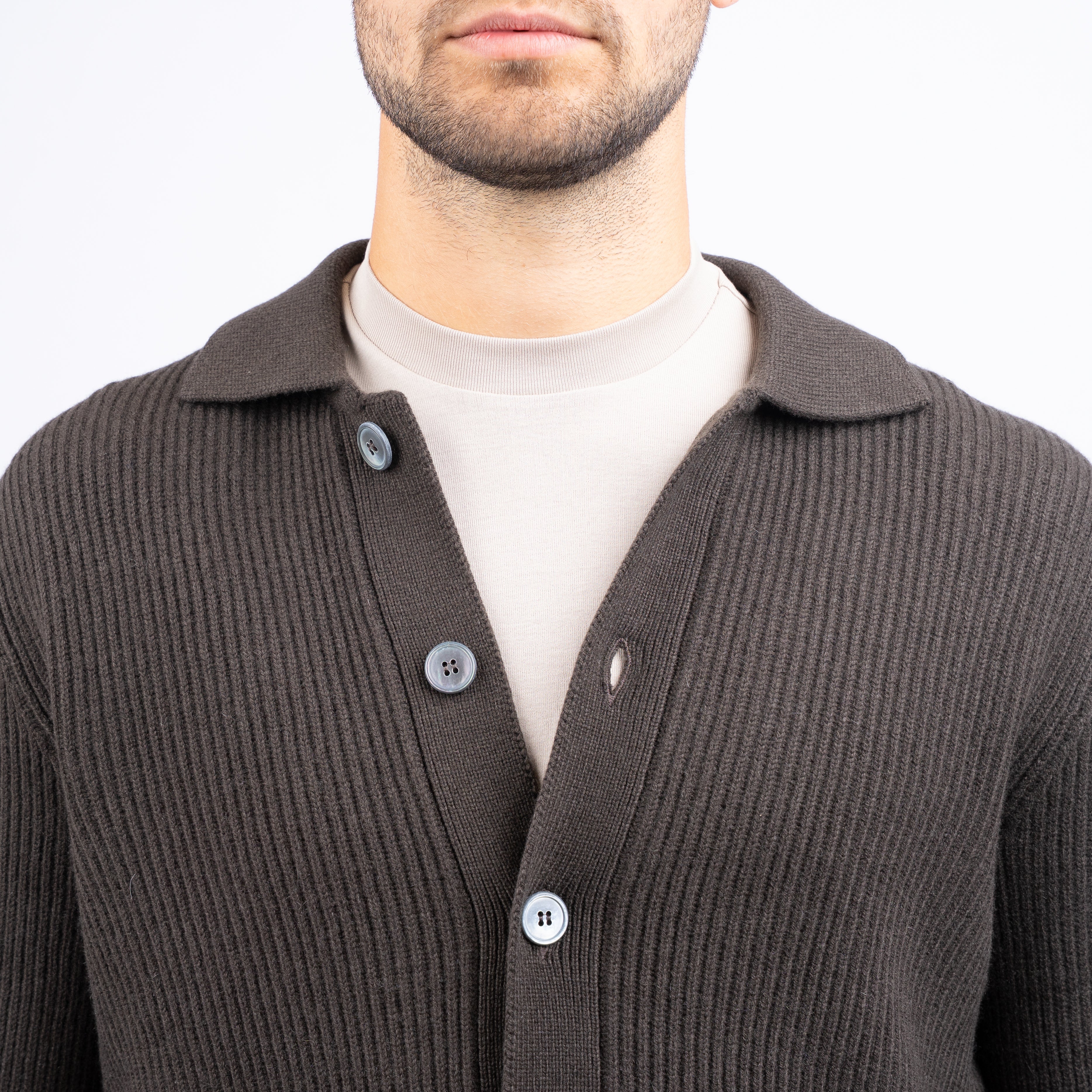 Gran Sasso Gebreid Knoopvest Bruin | Cashmere Lana