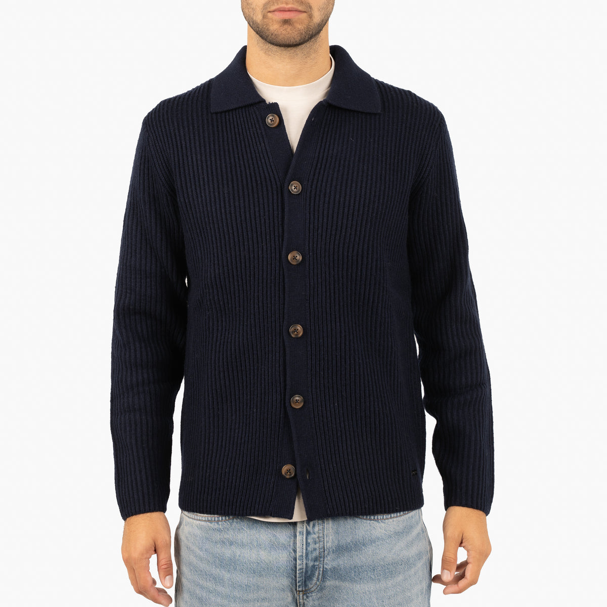 SEVEN DIALS Gebreid Vest met Knopen Blauw | Boston