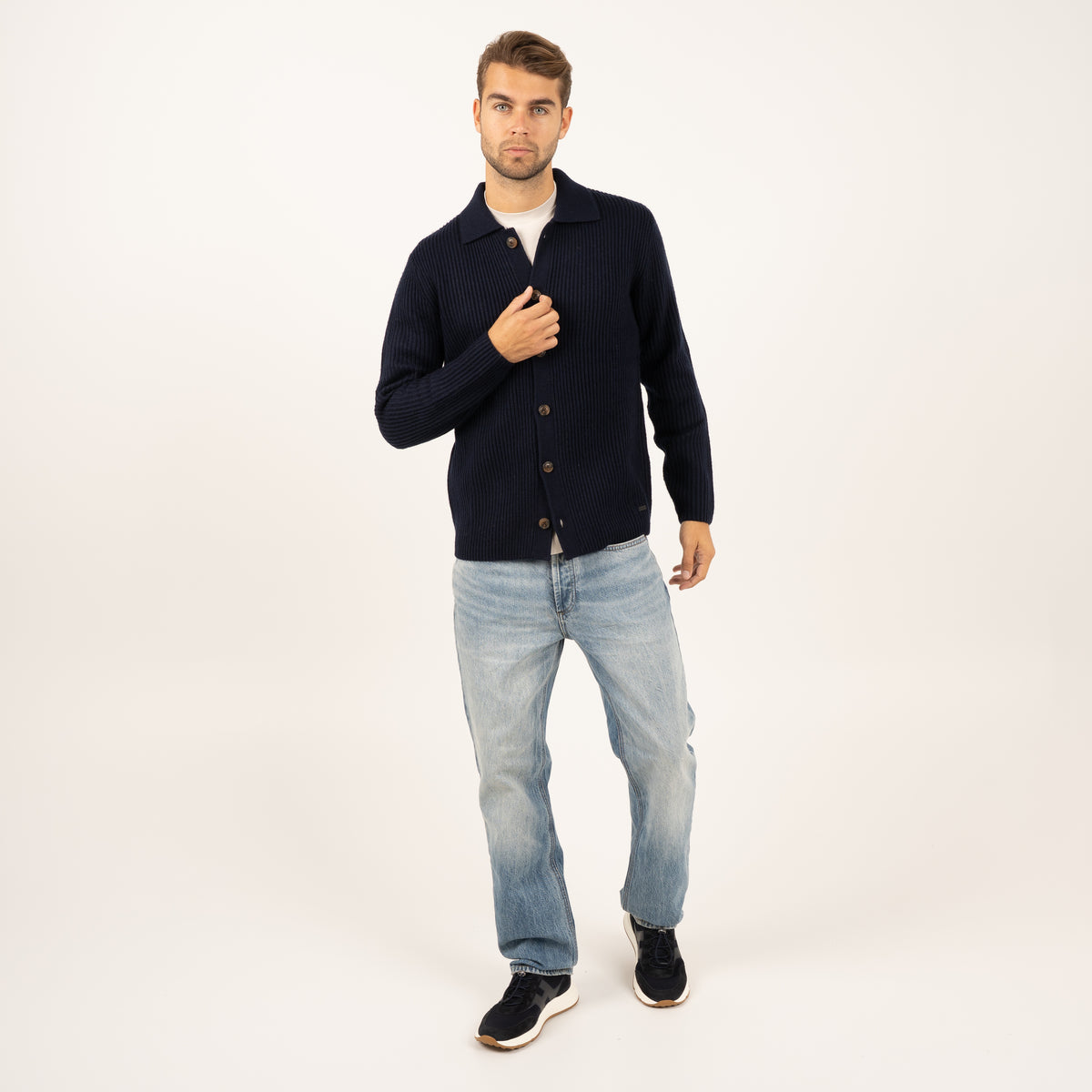 SEVEN DIALS Gebreid Vest met Knopen Blauw | Boston