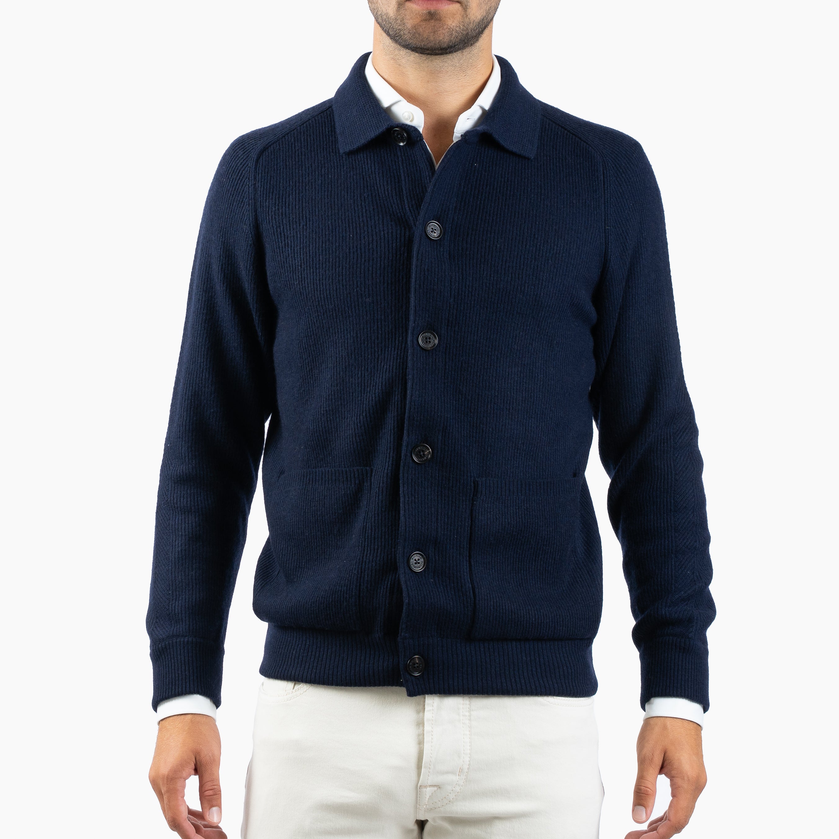 Maurizio Baldassari Overshirt Blauw | Chevron Details Blouson