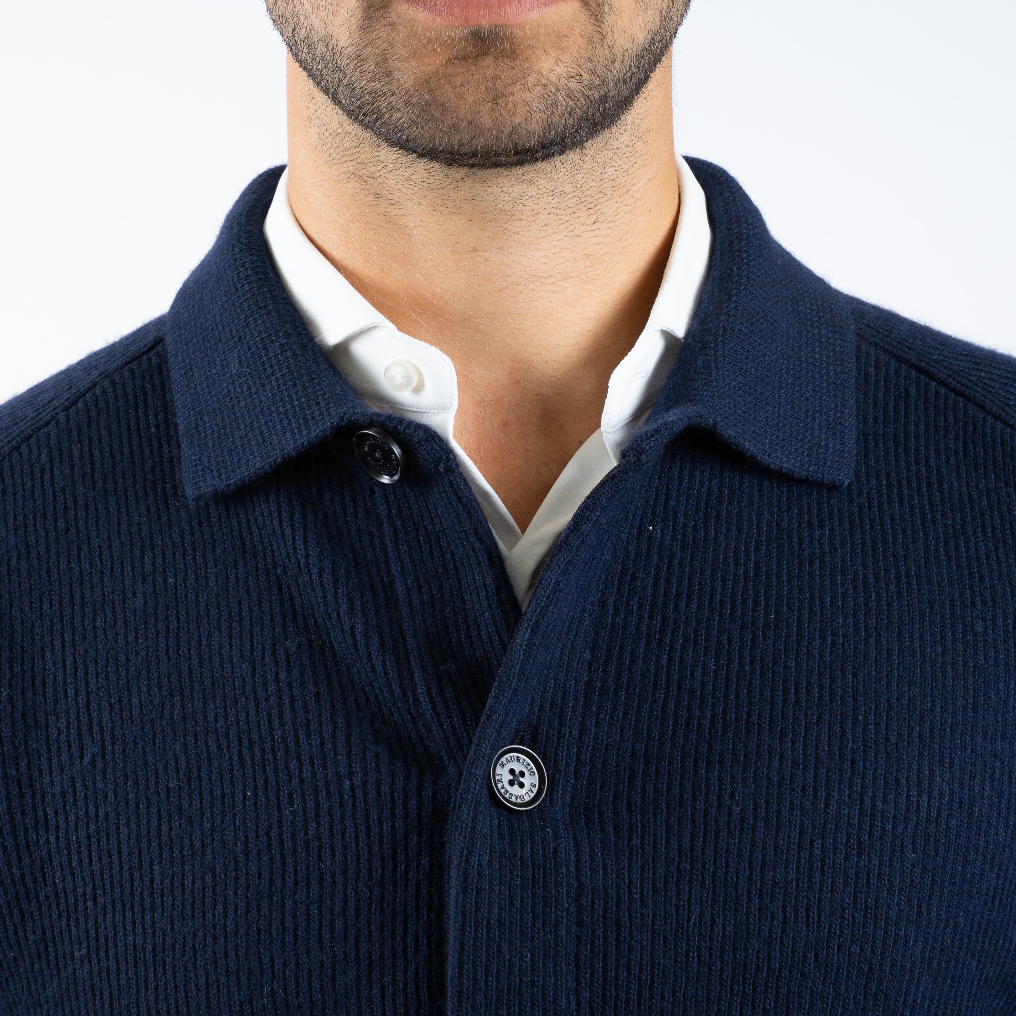 Maurizio Baldassari Overshirt Blauw | Chevron Details Blouson