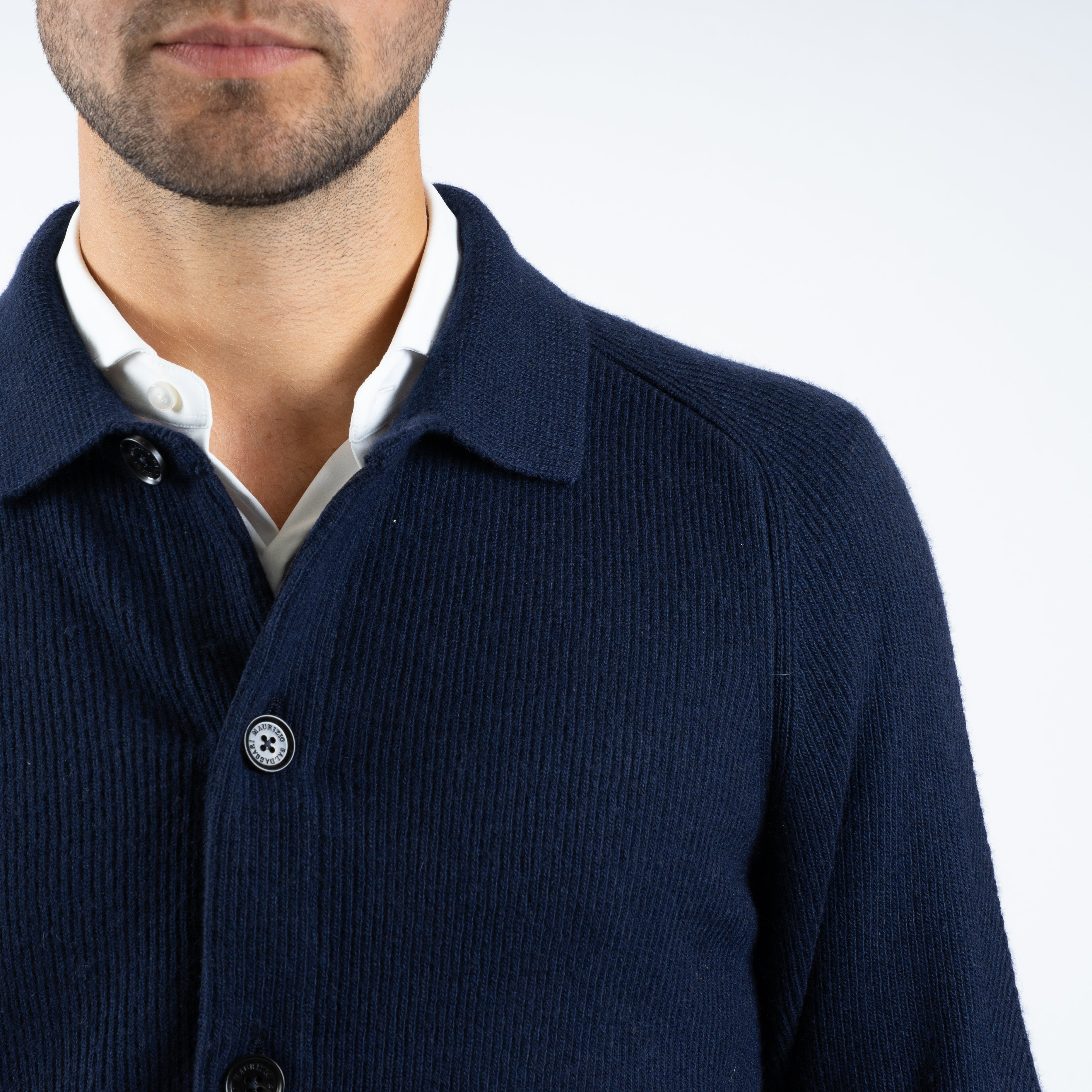 Maurizio Baldassari Overshirt Blauw | Chevron Details Blouson