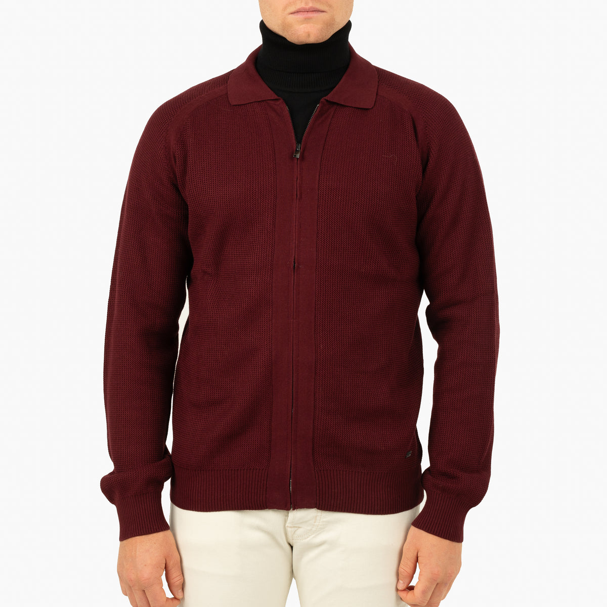 SEVEN DIALS Gebreid Vest met Rits Bordeaux Rood | Accra