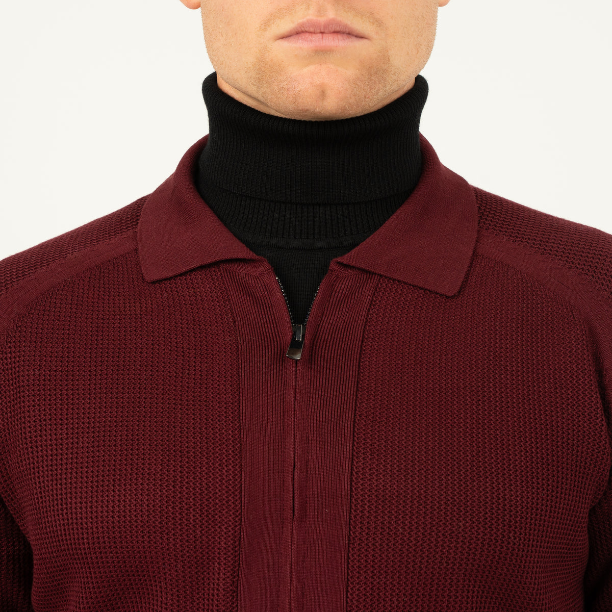 SEVEN DIALS Gebreid Vest met Rits Bordeaux Rood | Accra