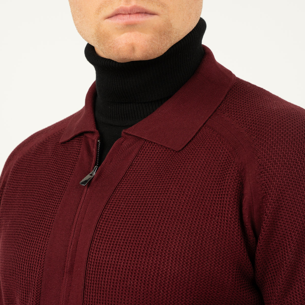 SEVEN DIALS Gebreid Vest met Rits Bordeaux Rood | Accra