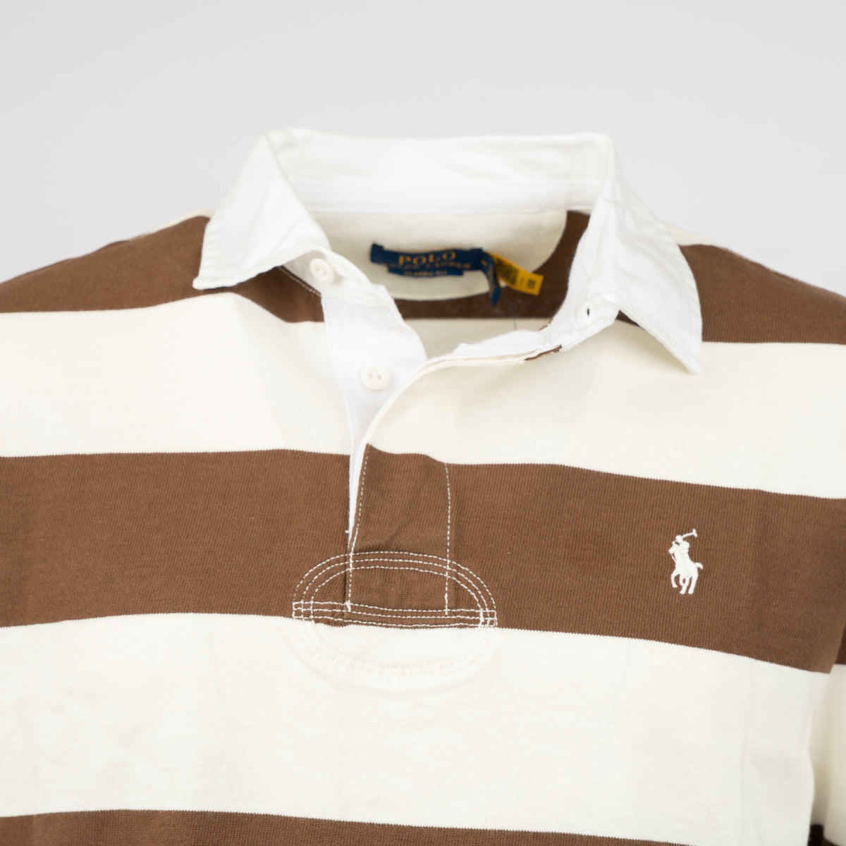 Ralph Lauren Polo Lange Mouw Camel Gestreept | Iconic Rugby Shirt