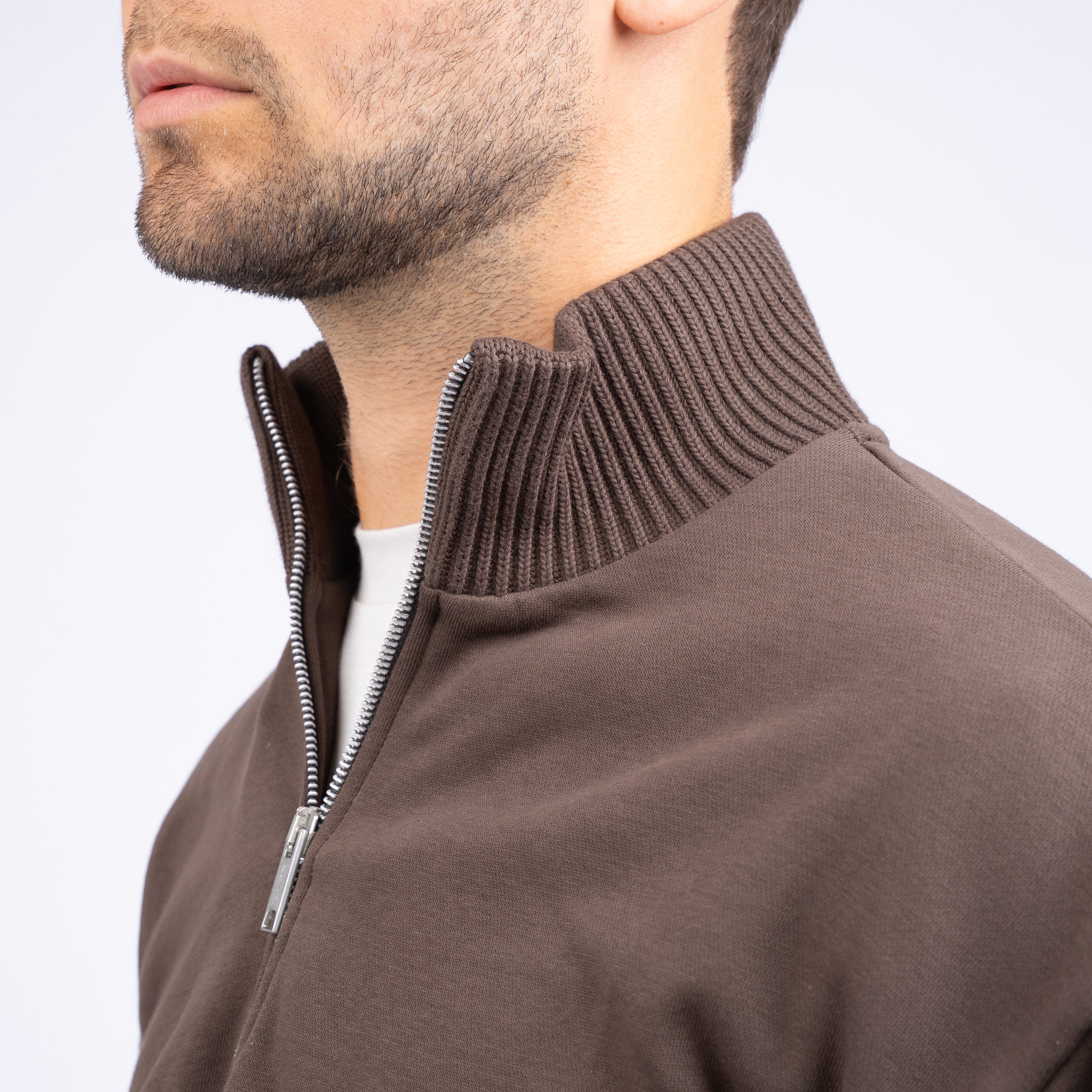 Genti Sweater met Rits Bruin | Cotton